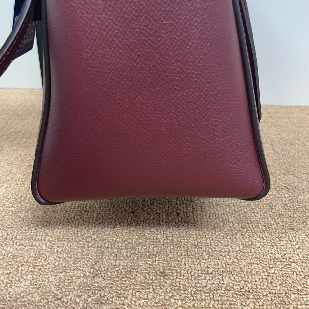 Pre-owned Certified Celine Micro Belt Bag in Burgundy Grained Calfskin with Golden Hardware, 2018, w/ strap