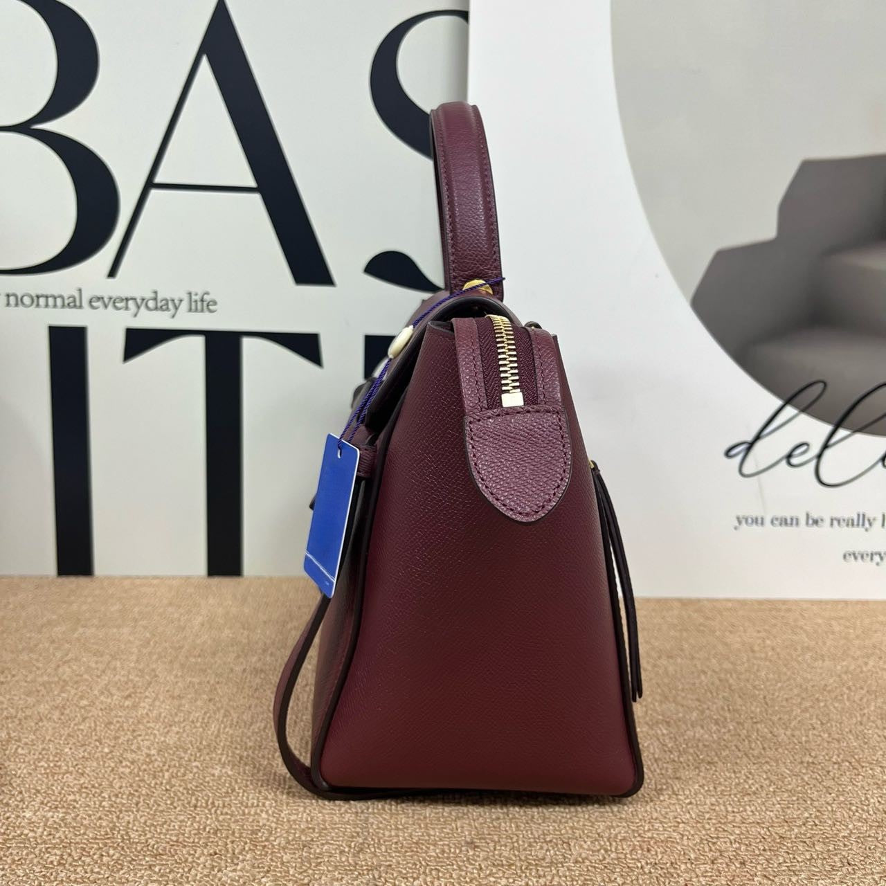 Pre-owned Certified Celine Micro Belt Bag in Burgundy Grained Calfskin with Golden Hardware, 2018, w/ strap
