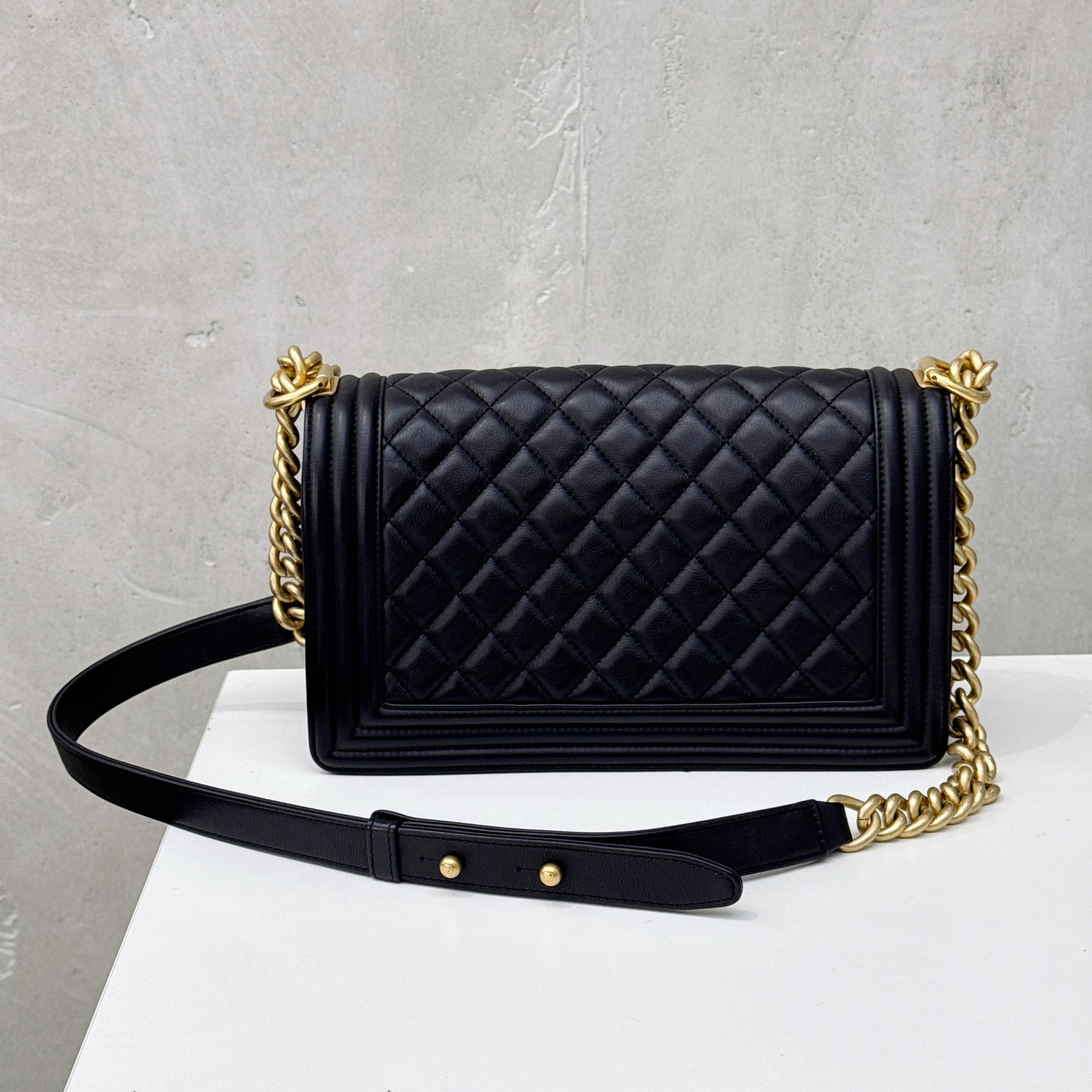 Pre-owned Certified Chanel Medium Boy Bag in Black Calfskin with Golden Hardware, 2022 Microchipped, w/ full set
