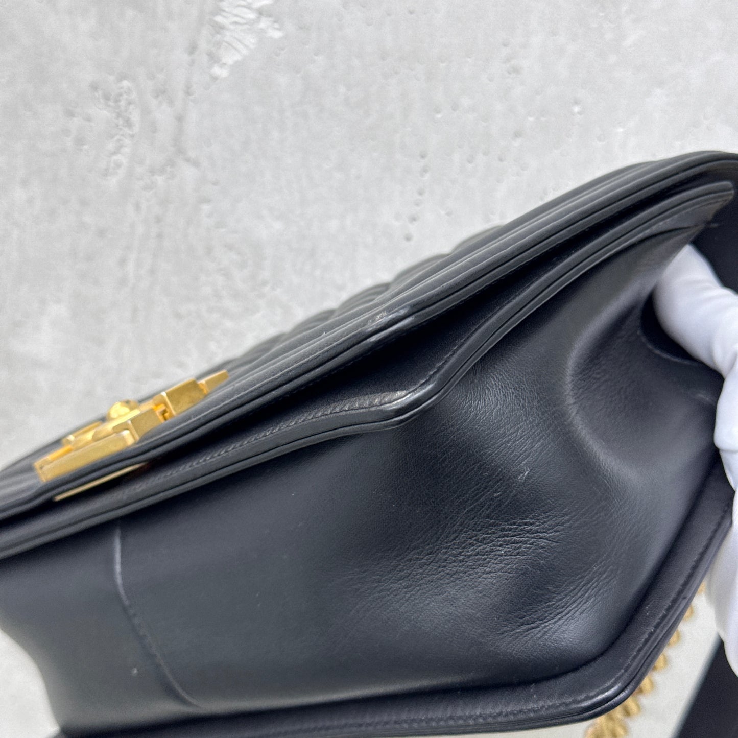 Pre-owned Certified Chanel Medium Boy Bag in Black Calfskin with Golden Hardware, 2022 Microchipped, w/ full set