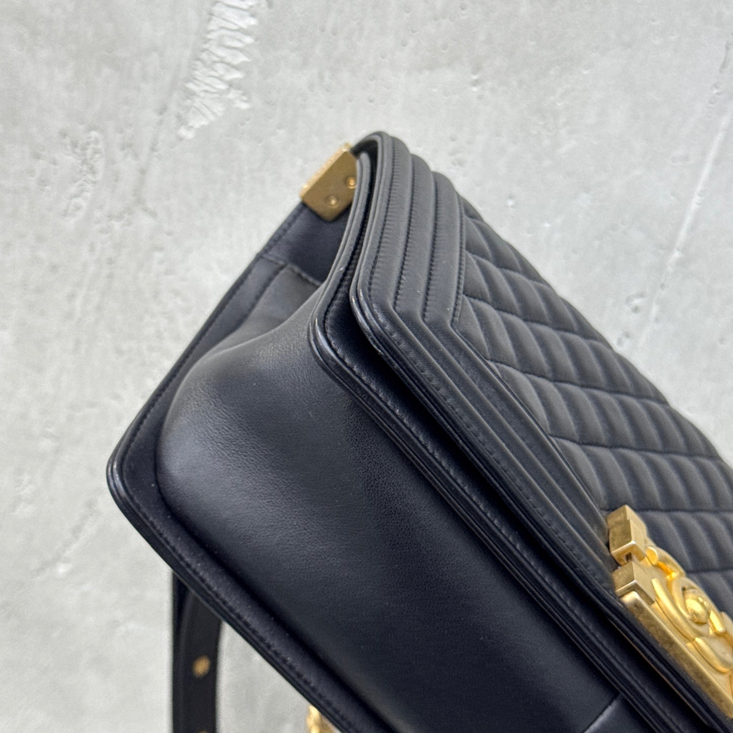 Pre-owned Certified Chanel Medium Boy Bag in Black Calfskin with Golden Hardware, 2022 Microchipped, w/ full set