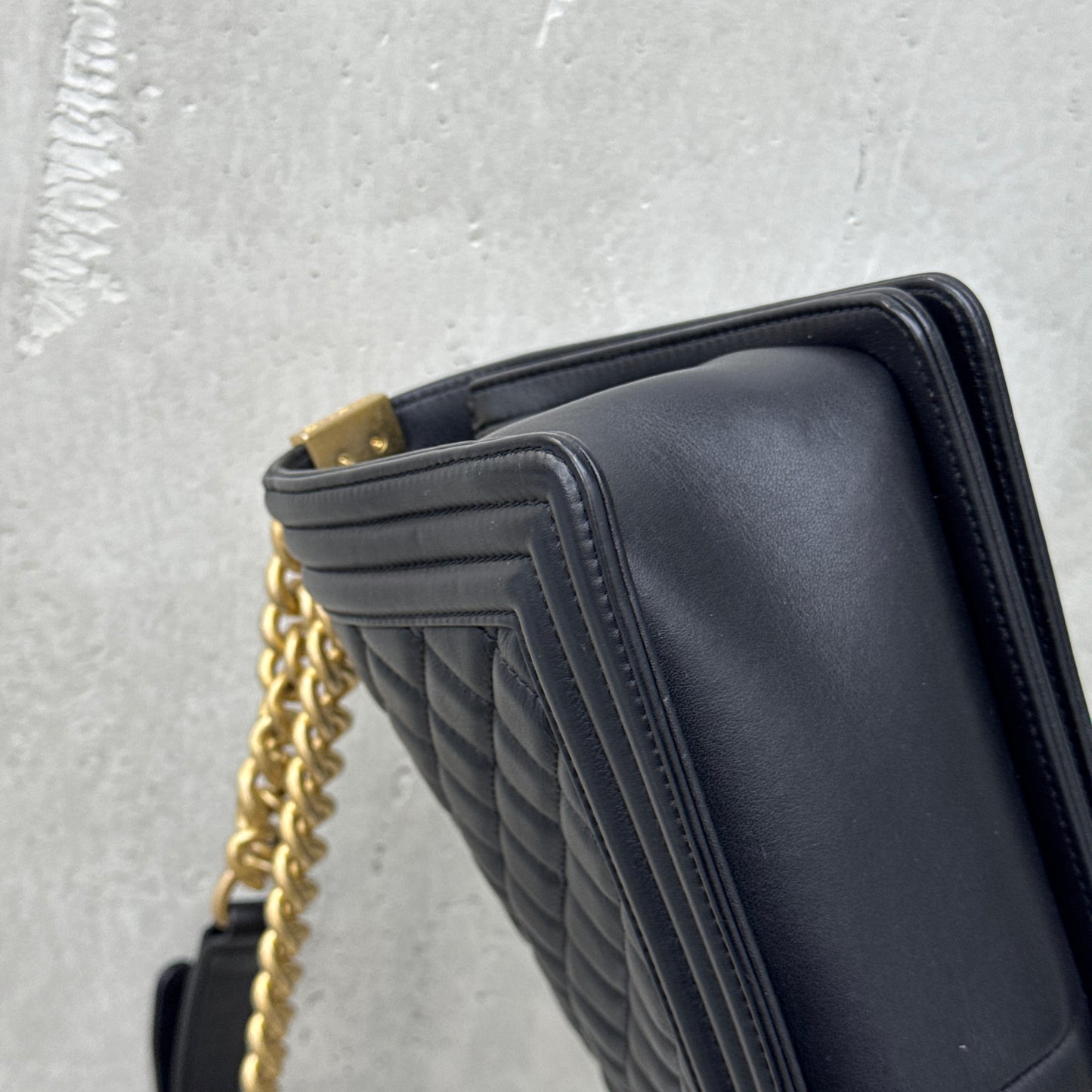 Pre-owned Certified Chanel Medium Boy Bag in Black Calfskin with Golden Hardware, 2022 Microchipped, w/ full set