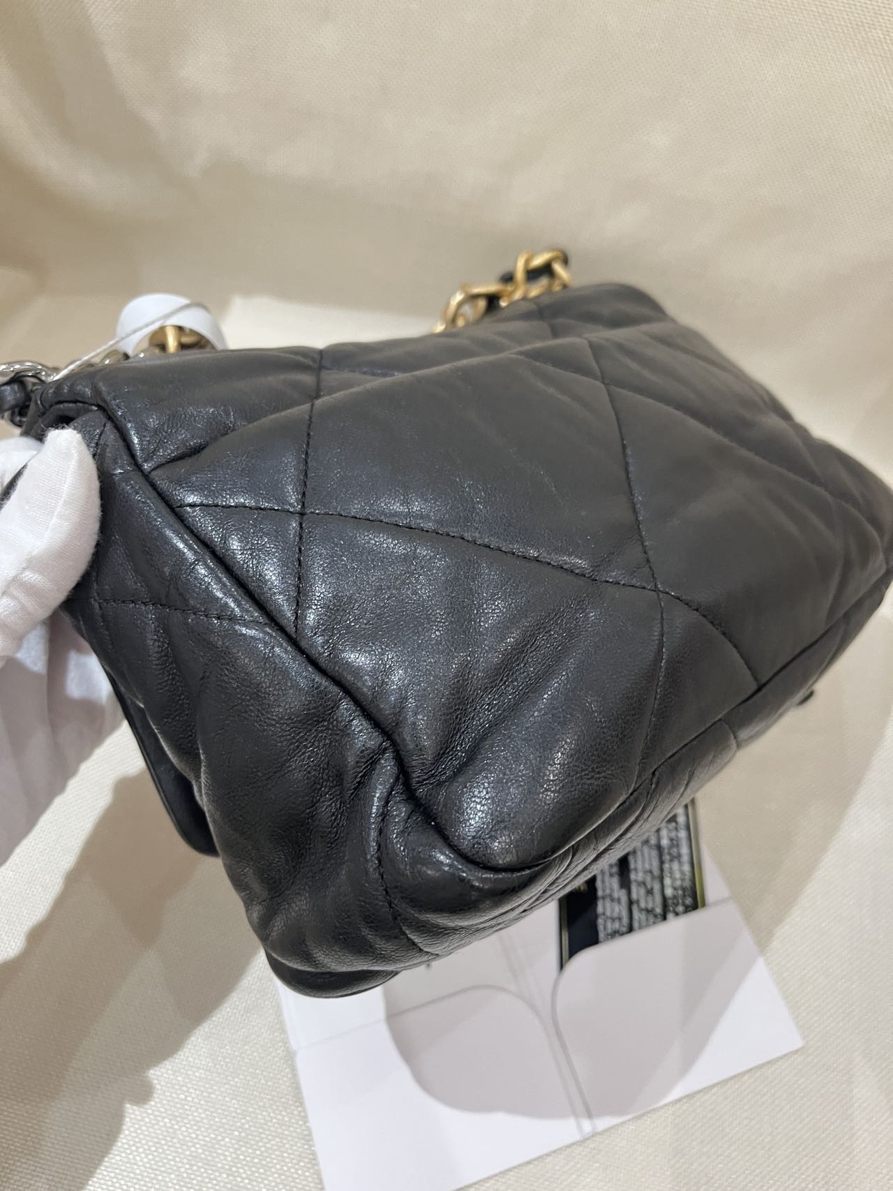 Pre-owned Certified Chanel 19 Bag Small in Black Lambskin with Golden Hardware, 2020-2021, w/ full set