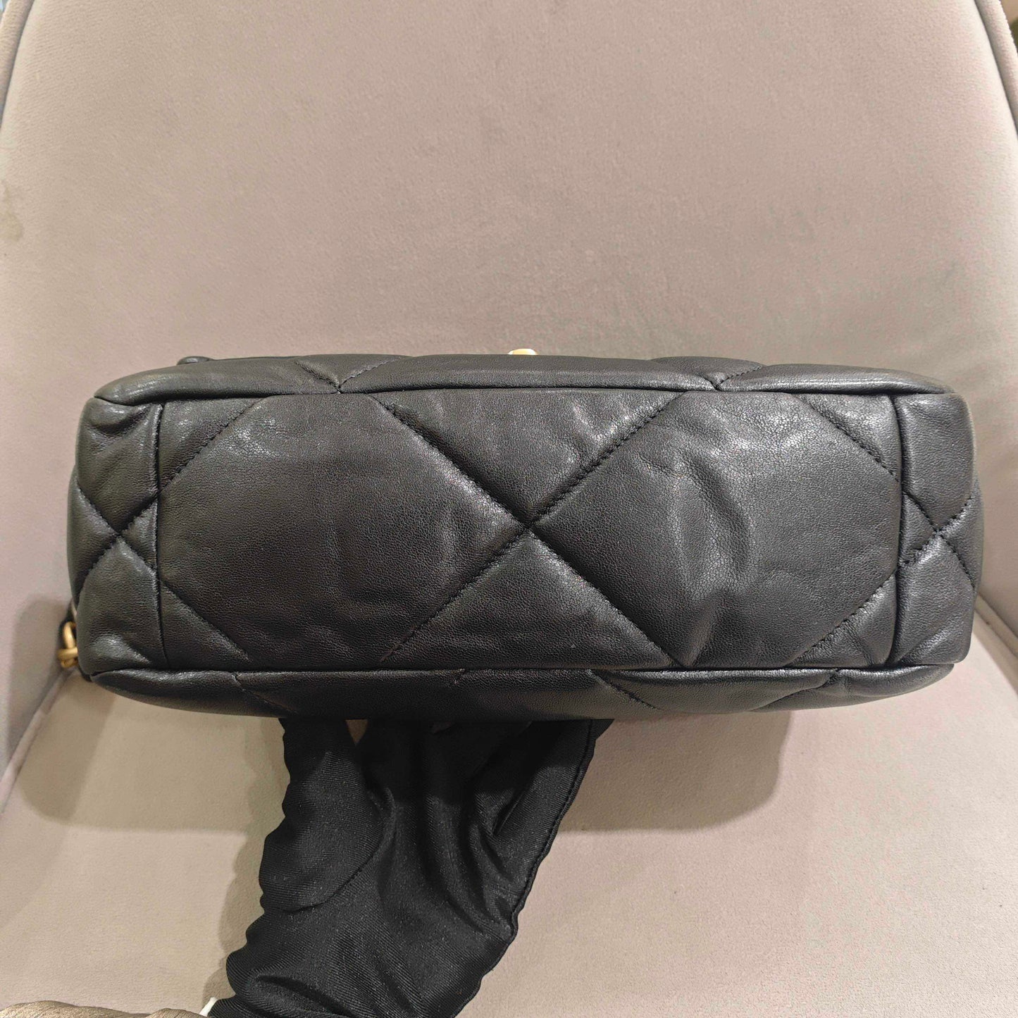 Pre-owned Certified Chanel 19Bag Small in Black Lambskin with Golden Hardware, 2019-2020, w/ full set