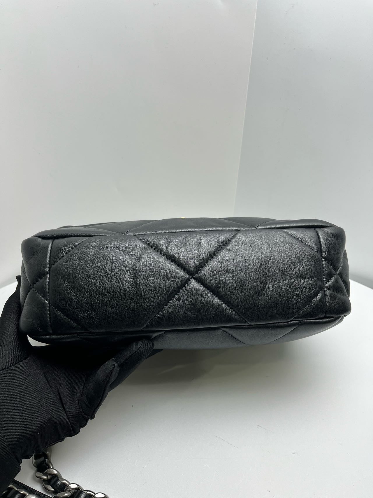 Pre-owned Certified Chanel 19Bag Small in Black Lambskin with Golden Hardware, 2023 Microchipped, w/ full set