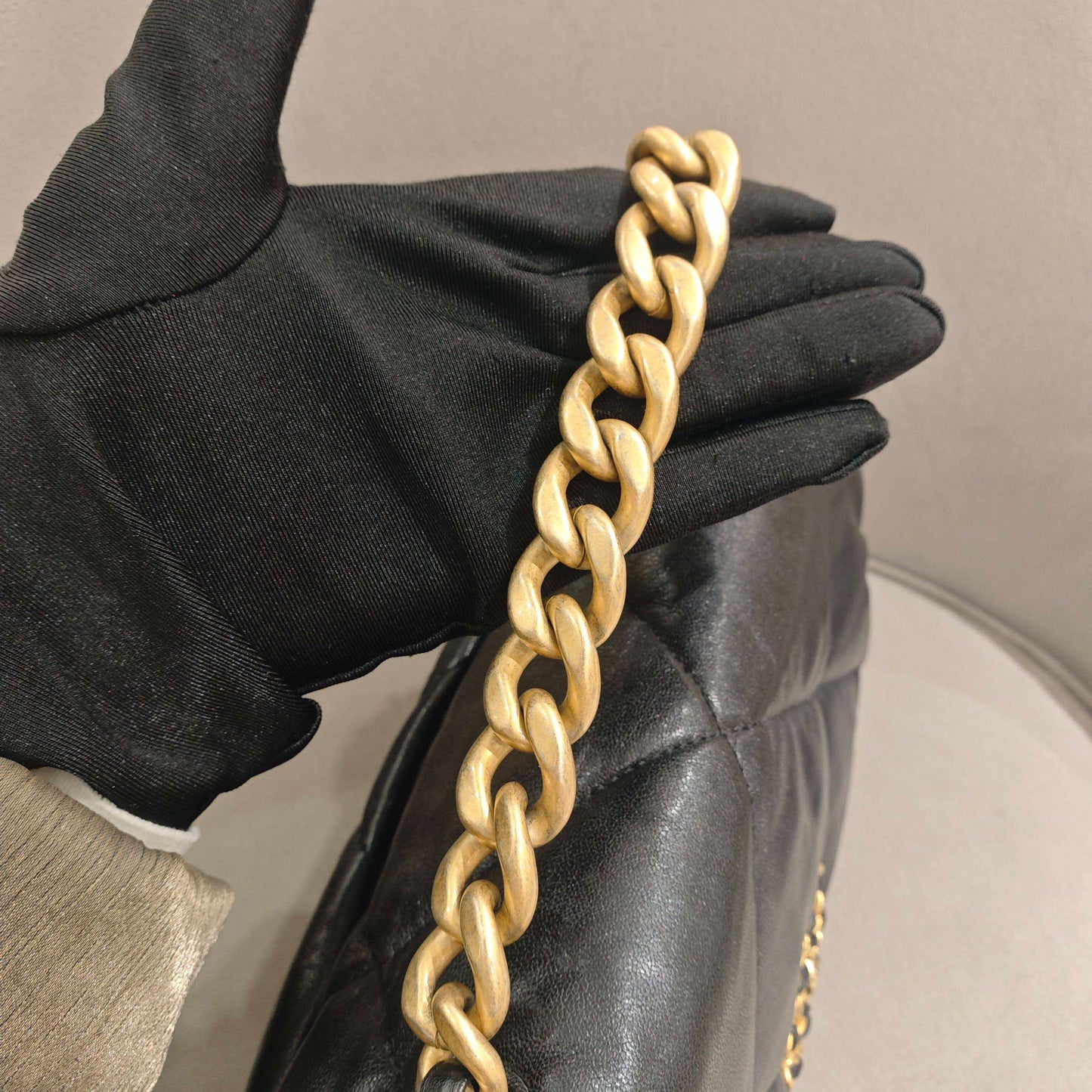 Pre-owned Certified Chanel 19Bag Small in Black Lambskin with Golden Hardware, 2019-2020, w/ full set