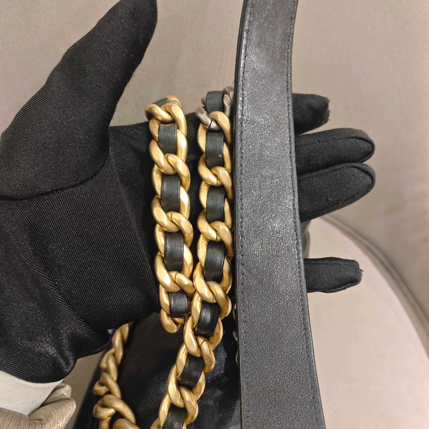 Pre-owned Certified Chanel 19Bag Small in Black Lambskin with Golden Hardware, 2019-2020, w/ full set