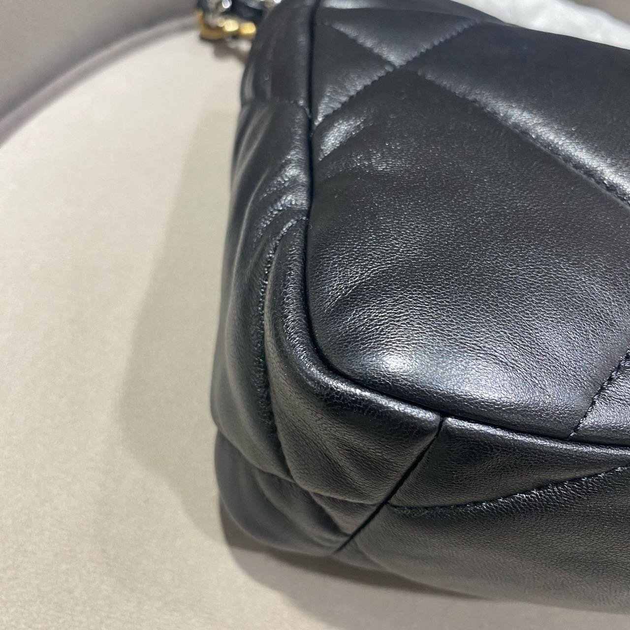 Pre-owned Certified Chanel 19Bag Small in Black Lambskin with Golden Hardware, 2021 Microchipped, w/ full set