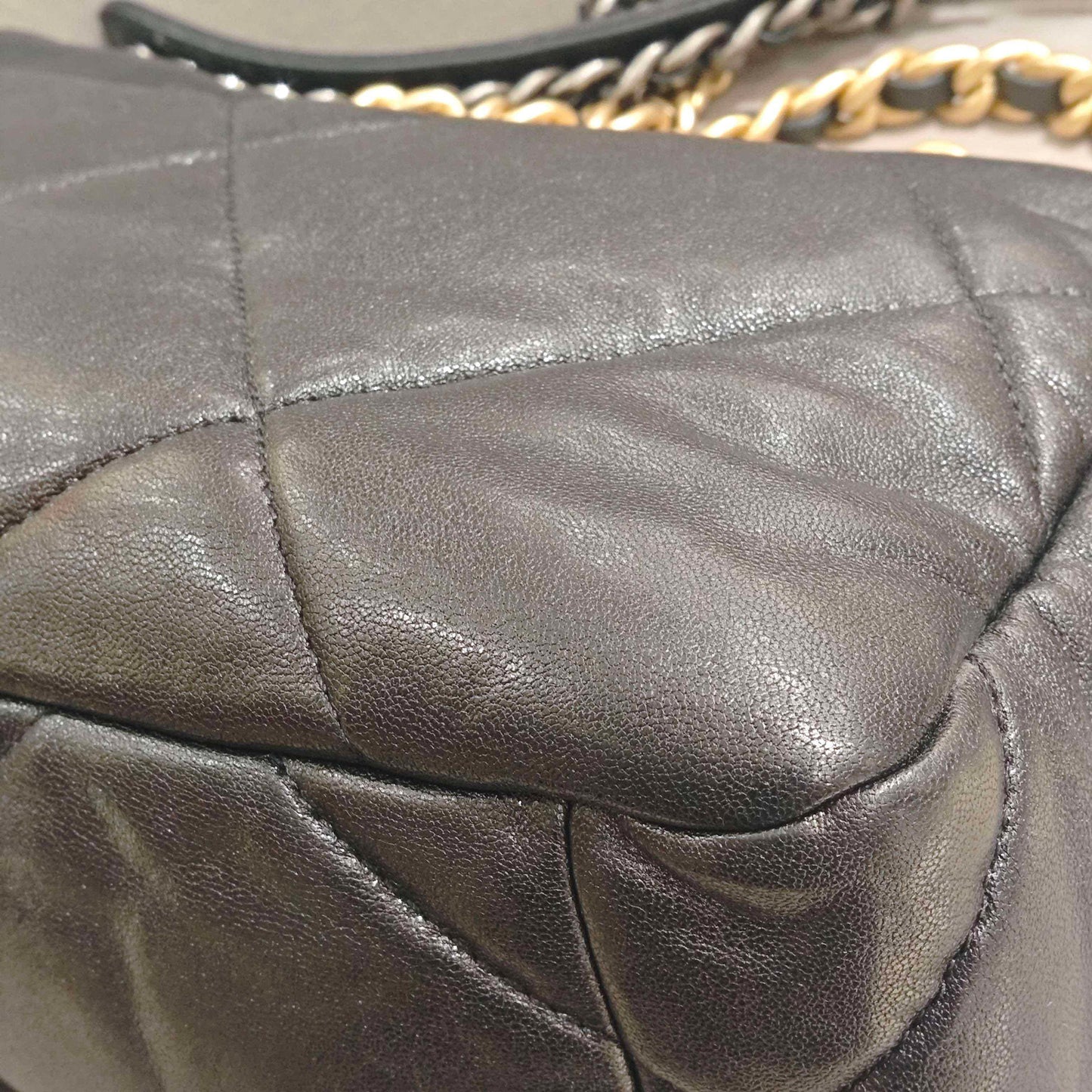 Pre-owned Certified Chanel 19Bag Small in Black Lambskin with Golden Hardware, 2019-2020, w/ full set