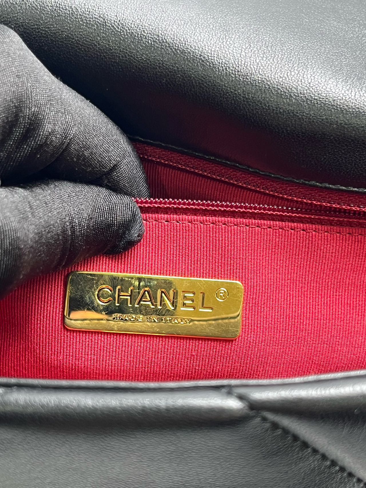 Pre-owned Certified Chanel 19Bag Small in Black Lambskin with Golden Hardware, 2023 Microchipped, w/ full set