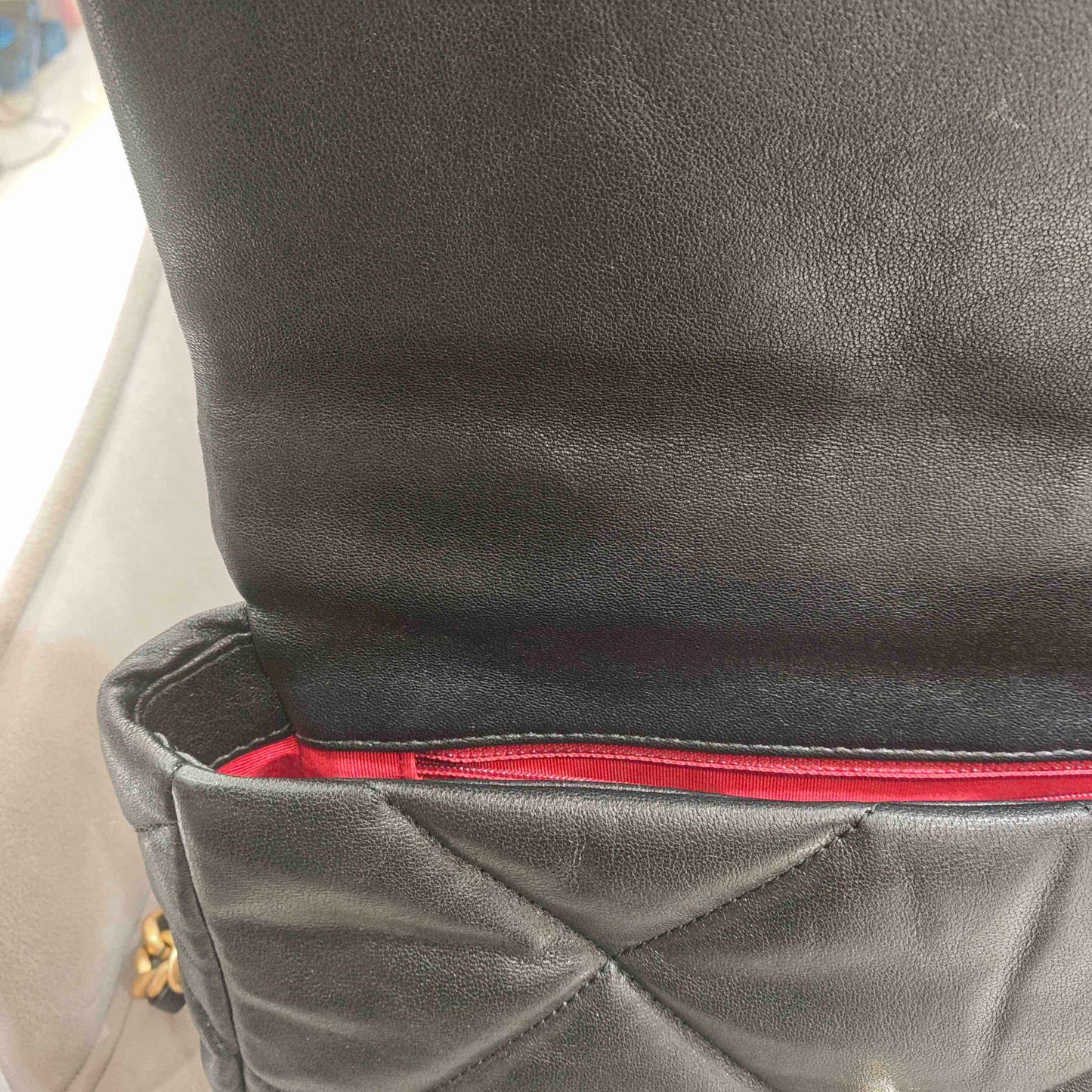 Pre-owned Certified Chanel 19Bag Small in Black Lambskin with Golden Hardware, 2019-2020, w/ full set