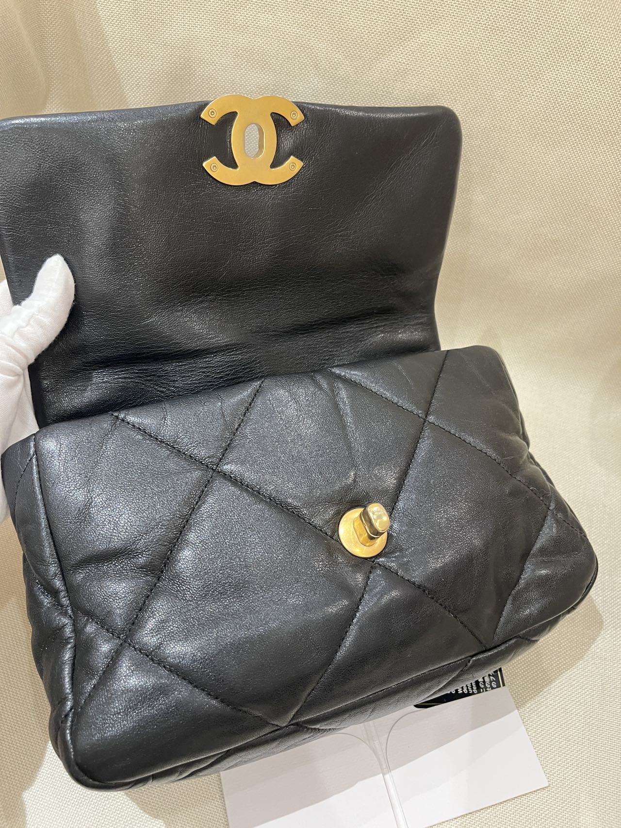 Pre-owned Certified Chanel 19 Bag Small in Black Lambskin with Golden Hardware, 2020-2021, w/ full set