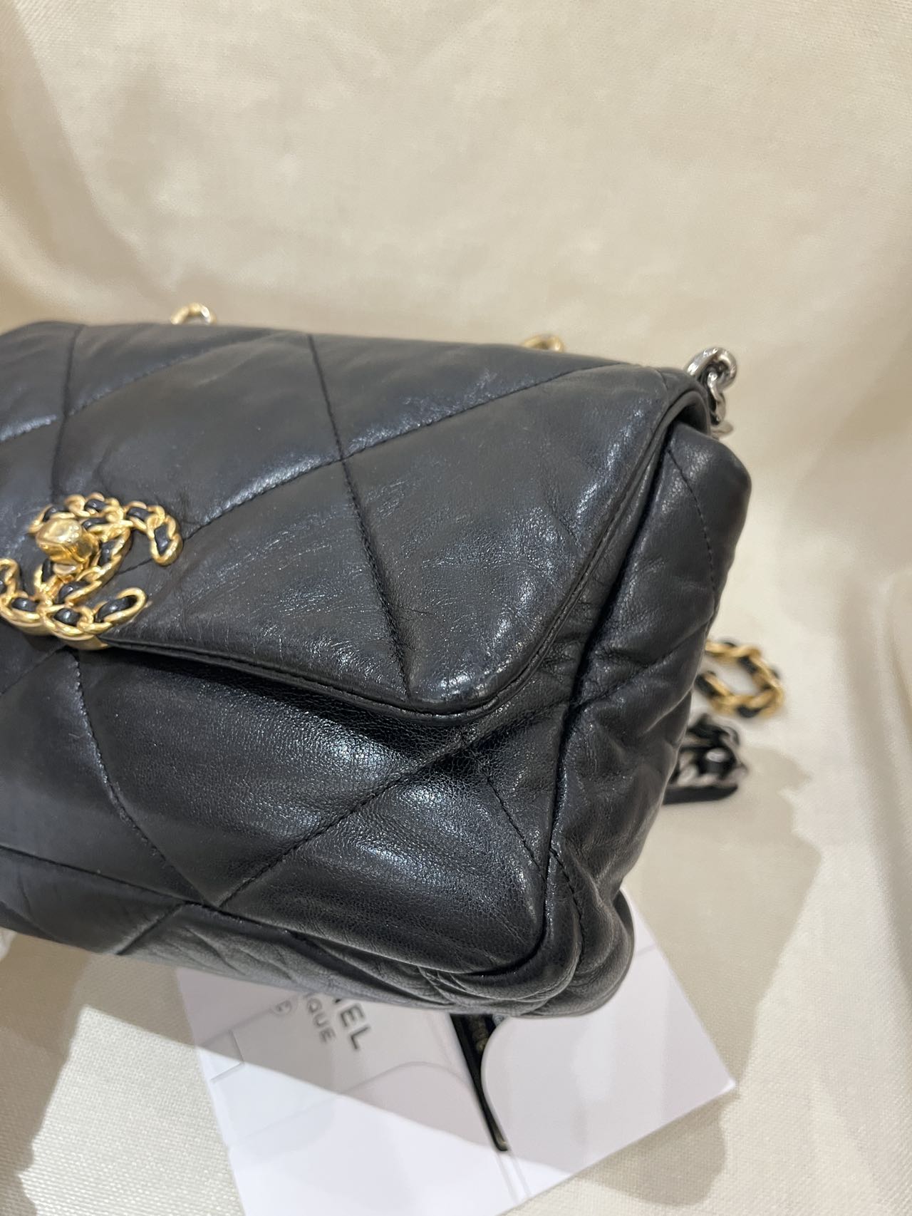 Pre-owned Certified Chanel 19 Bag Small in Black Lambskin with Golden Hardware, 2020-2021, w/ full set