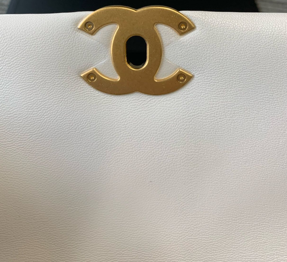 Pre-owned Certified Chanel 19 Bag Small in White Lambskin with Golden Hardware, 2020- 2021,w/ full set