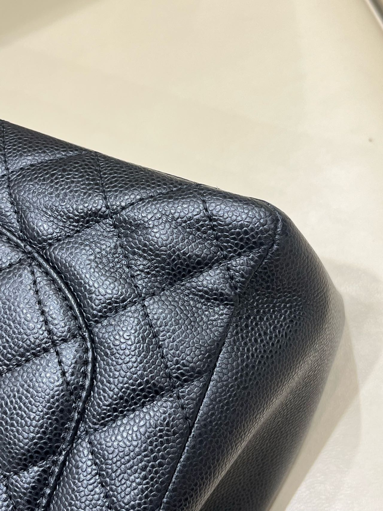 Pre-owned Certified Chanel Black Grand Shopping Tote in Quilted Caviar Leather with Silver Hardware, 2013-2014, w/ Chanel card