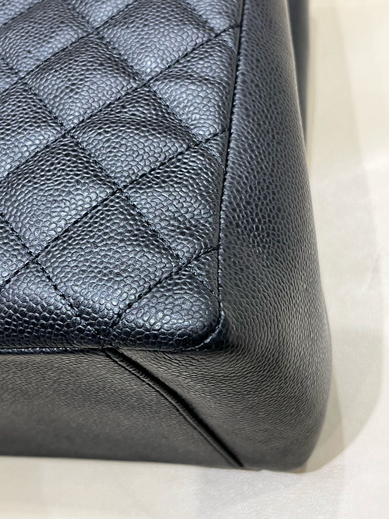 Pre-owned Certified Chanel Black Grand Shopping Tote in Quilted Caviar Leather with Silver Hardware, 2013-2014, w/ Chanel card