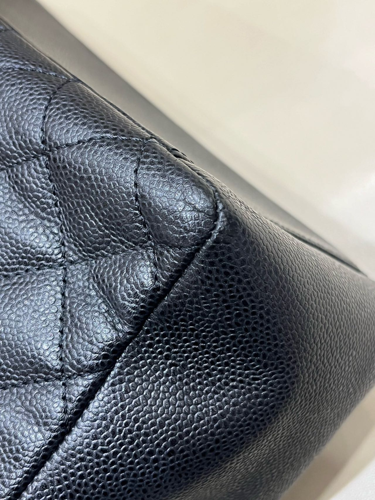 Pre-owned Certified Chanel Black Grand Shopping Tote in Quilted Caviar Leather with Silver Hardware, 2013-2014, w/ Chanel card