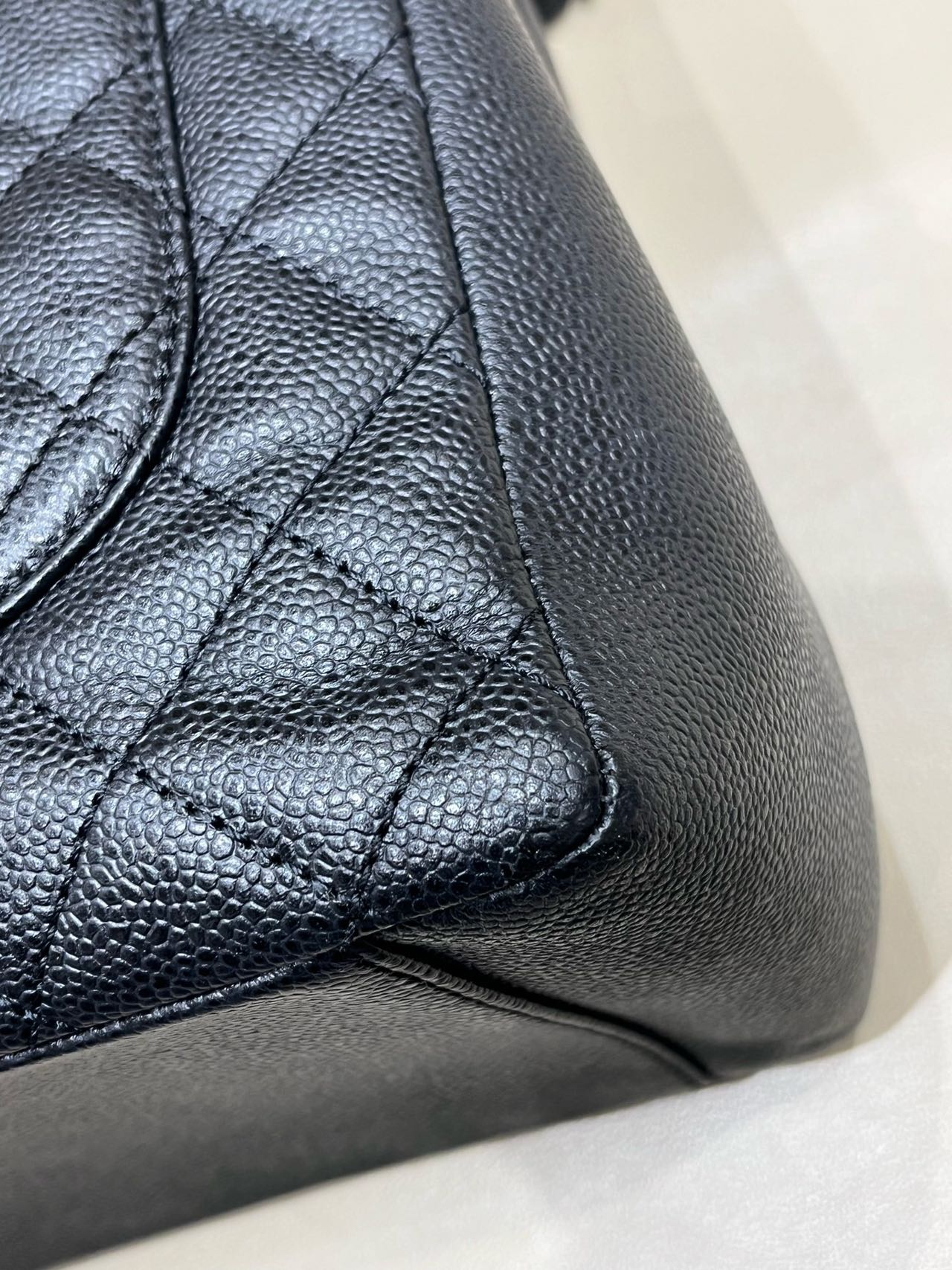 Pre-owned Certified Chanel Black Grand Shopping Tote in Quilted Caviar Leather with Silver Hardware, 2013-2014, w/ Chanel card