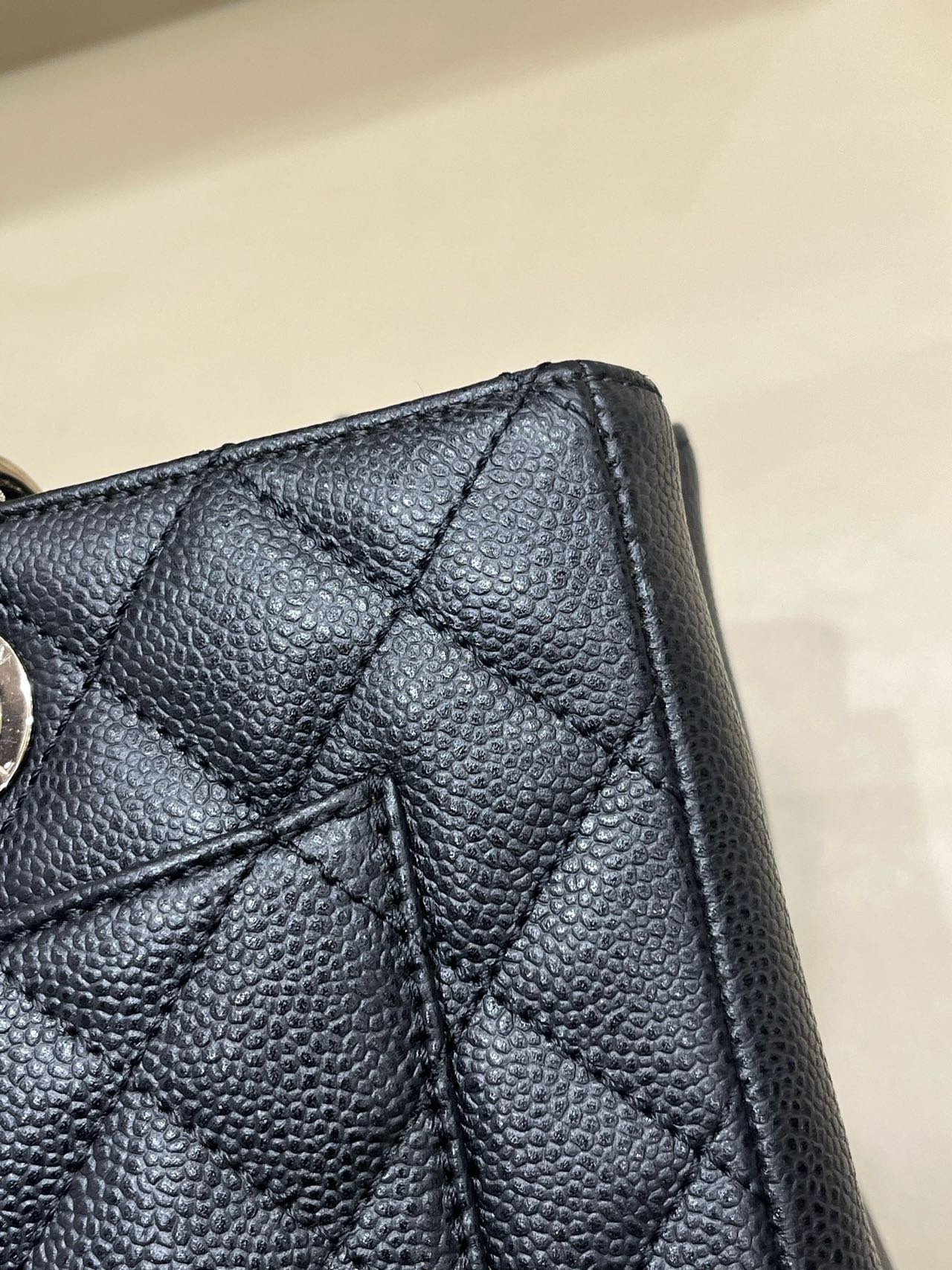 Pre-owned Certified Chanel Black Grand Shopping Tote in Quilted Caviar Leather with Silver Hardware, 2013-2014, w/ Chanel card