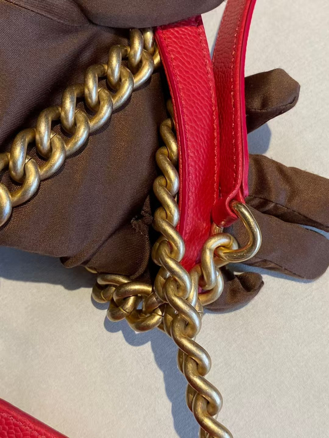 Pre-owned Certified Chanel Camera Bag Red Caviar Leather Golden Hardware, mid 2019, w/ full set - Chanel box, dust bag, Chanel card