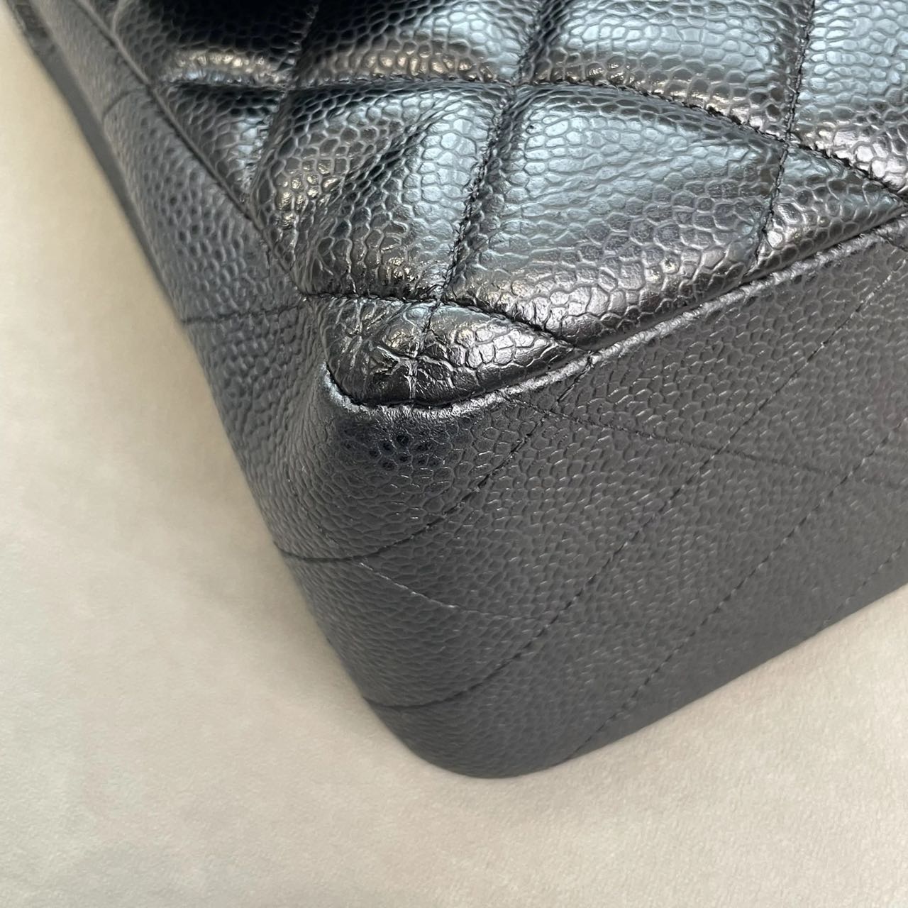 Pre-owned Certified Chanel Jumbo CF Double Classic Flap in Black Caviar Leather with Silver Hardware, 2012-2013, w/ Full Set