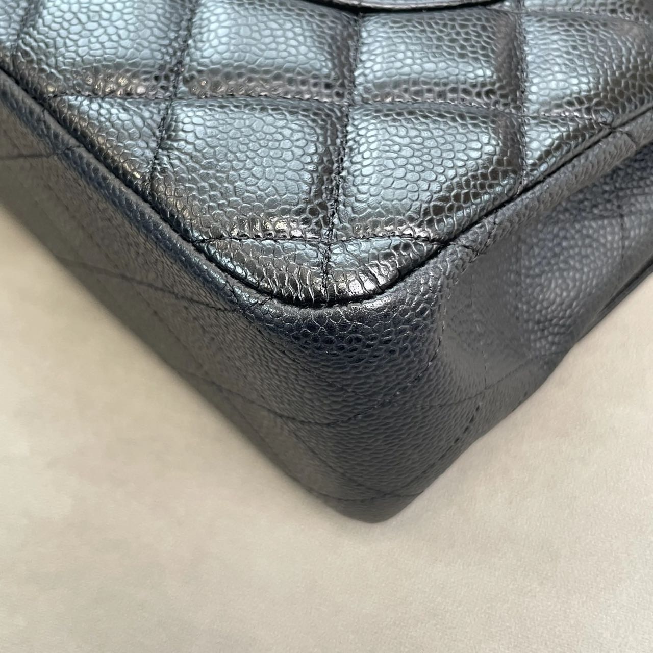 Pre-owned Certified Chanel Jumbo CF Double Classic Flap in Black Caviar Leather with Silver Hardware, 2012-2013, w/ Full Set