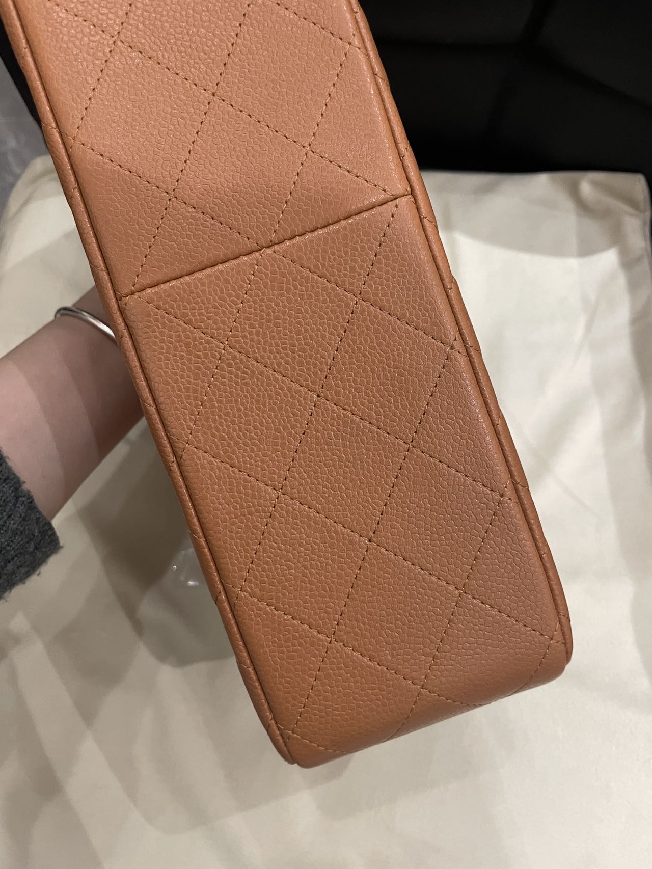 Pre-owned Certified Chanel Jumbo CF Double Classic Flap in Brown Caviar Leather with Silver Hardware, 2011-2012 , w/ Full Set