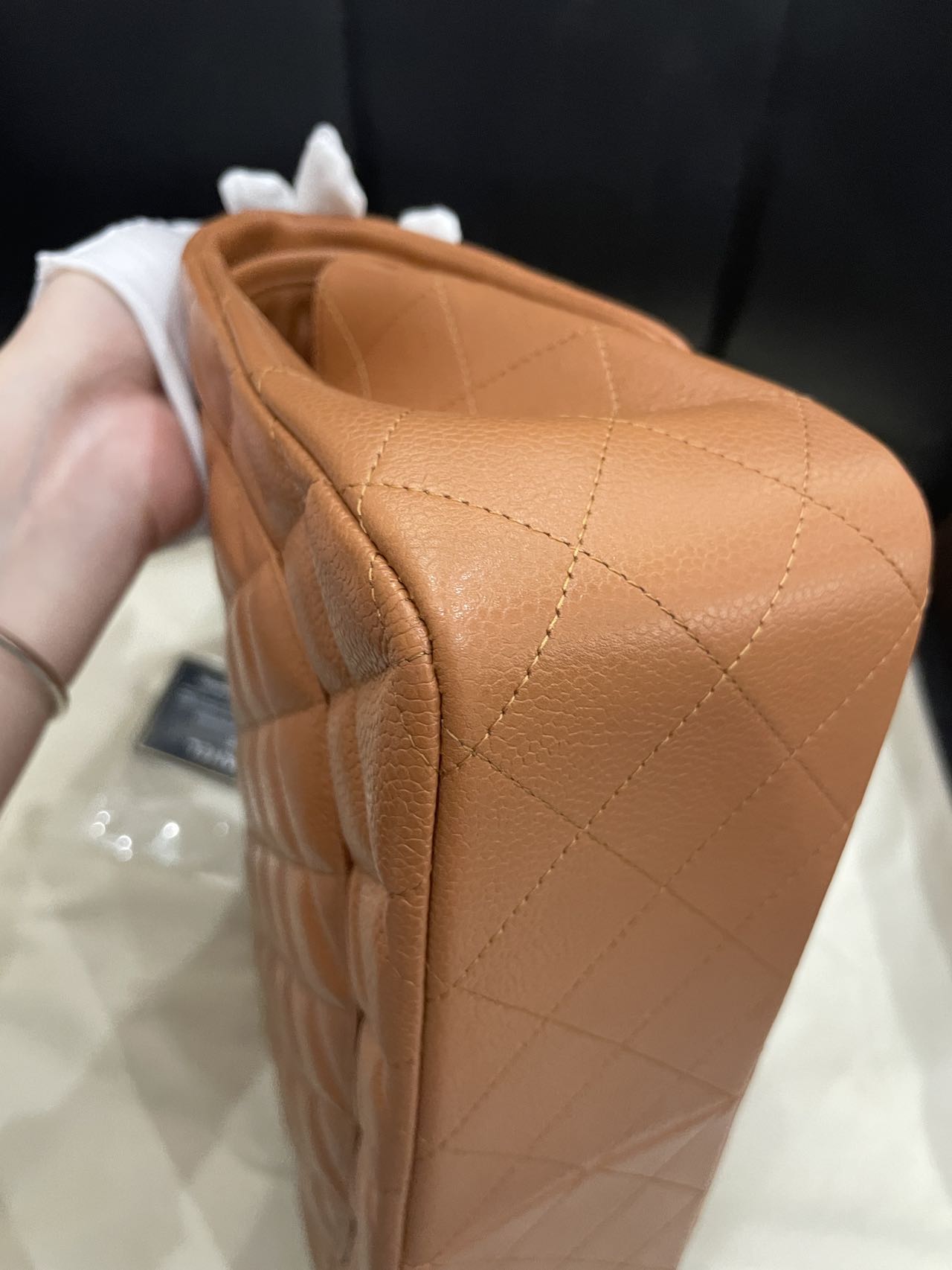 Pre-owned Certified Chanel Jumbo CF Double Classic Flap in Brown Caviar Leather with Silver Hardware, 2011-2012 , w/ Full Set