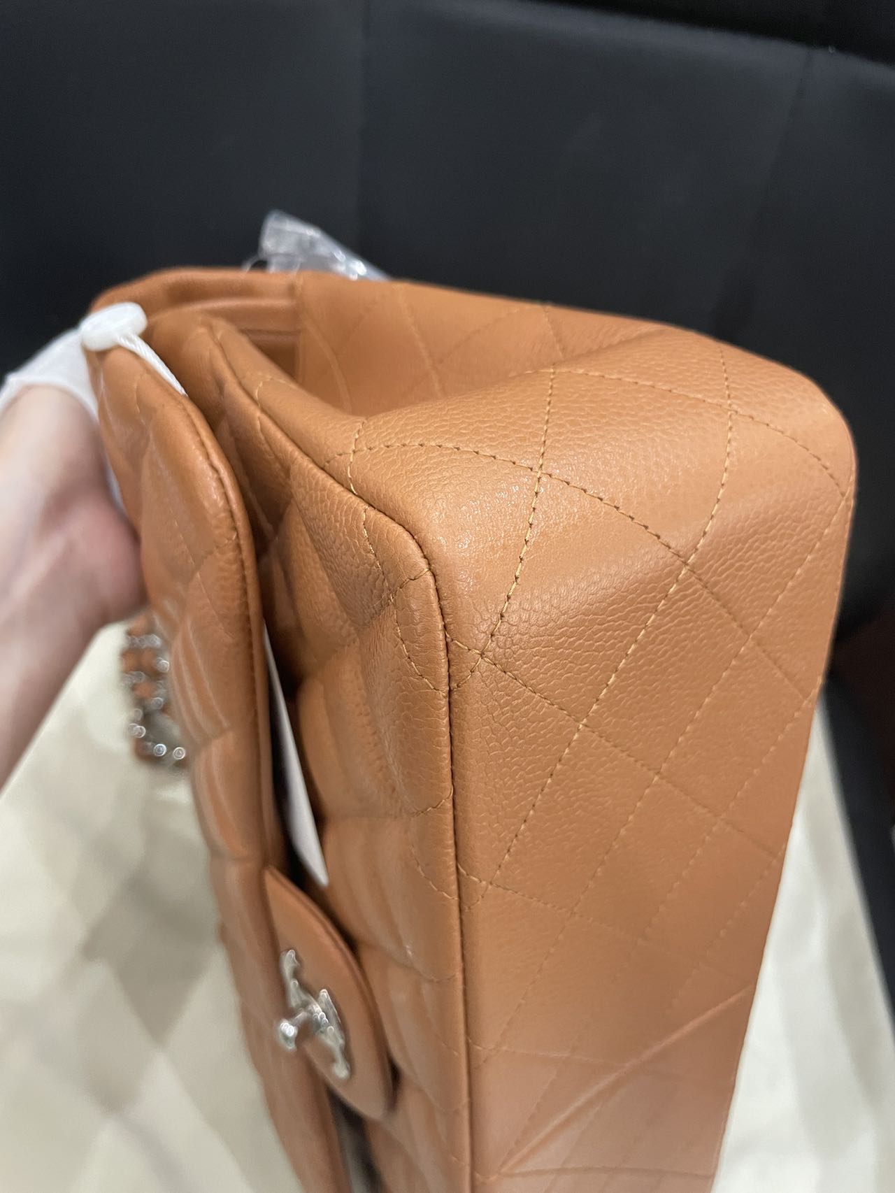 Pre-owned Certified Chanel Jumbo CF Double Classic Flap in Brown Caviar Leather with Silver Hardware, 2011-2012 , w/ Full Set