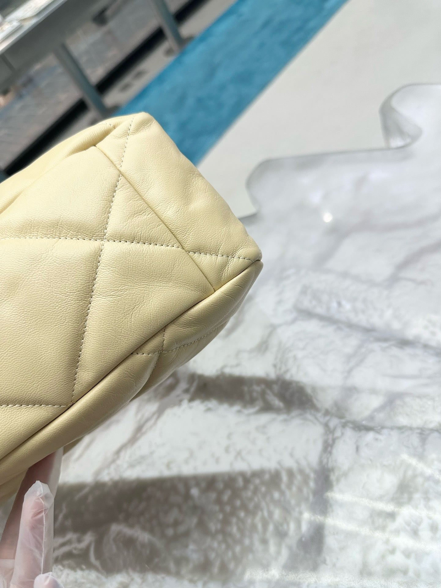 Pre-owned Not Used Chanel 19Bag Maxi Beige Lambskin Golden Hardware, 2020-2021, w/ dust bag, no card