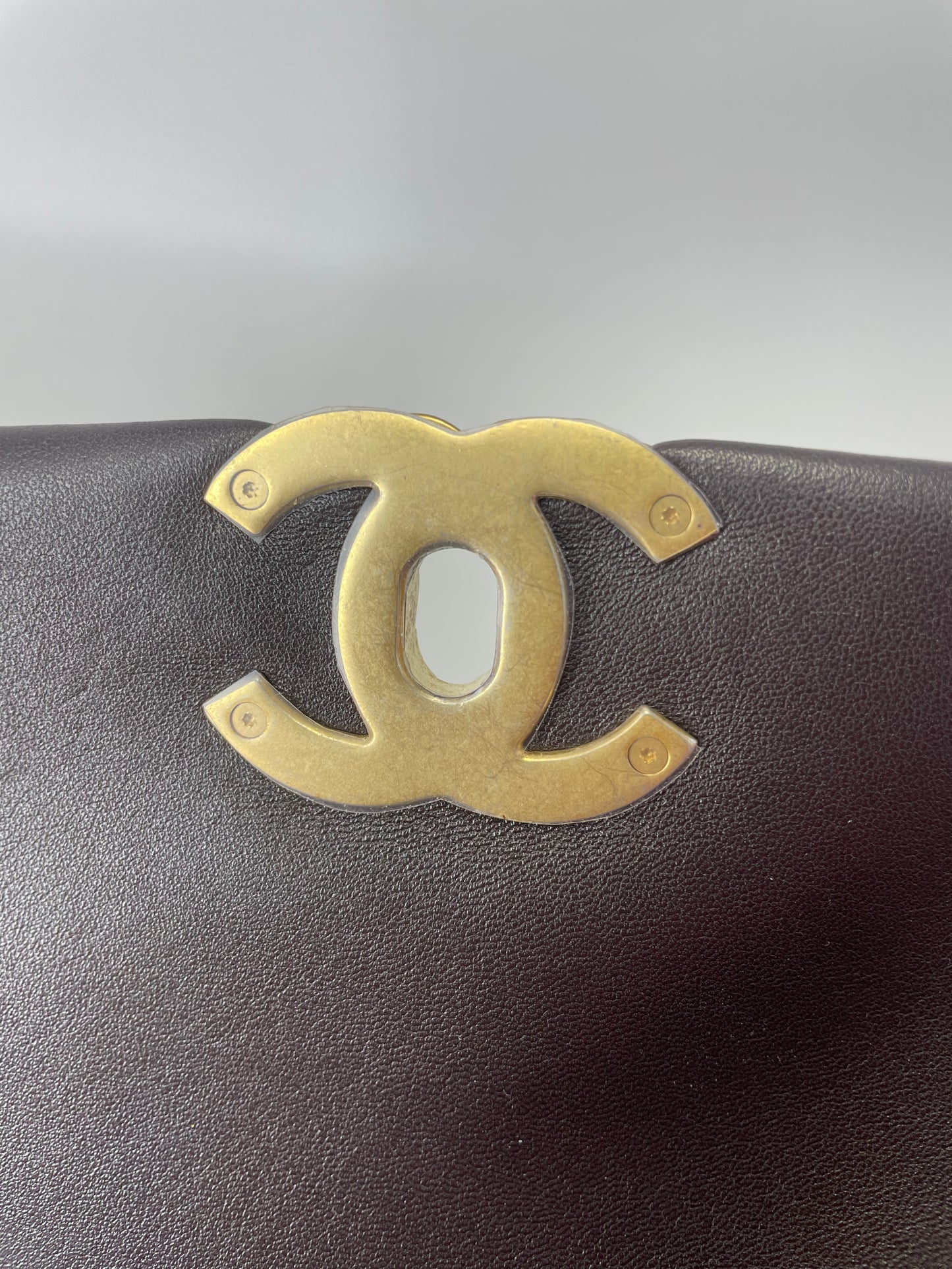 Pre-owned Certified Chanel Medium 19Bag in Dark Chocolate Brown Lambskin with Golden Hardware, 2021 microchipped, w/ Full Set