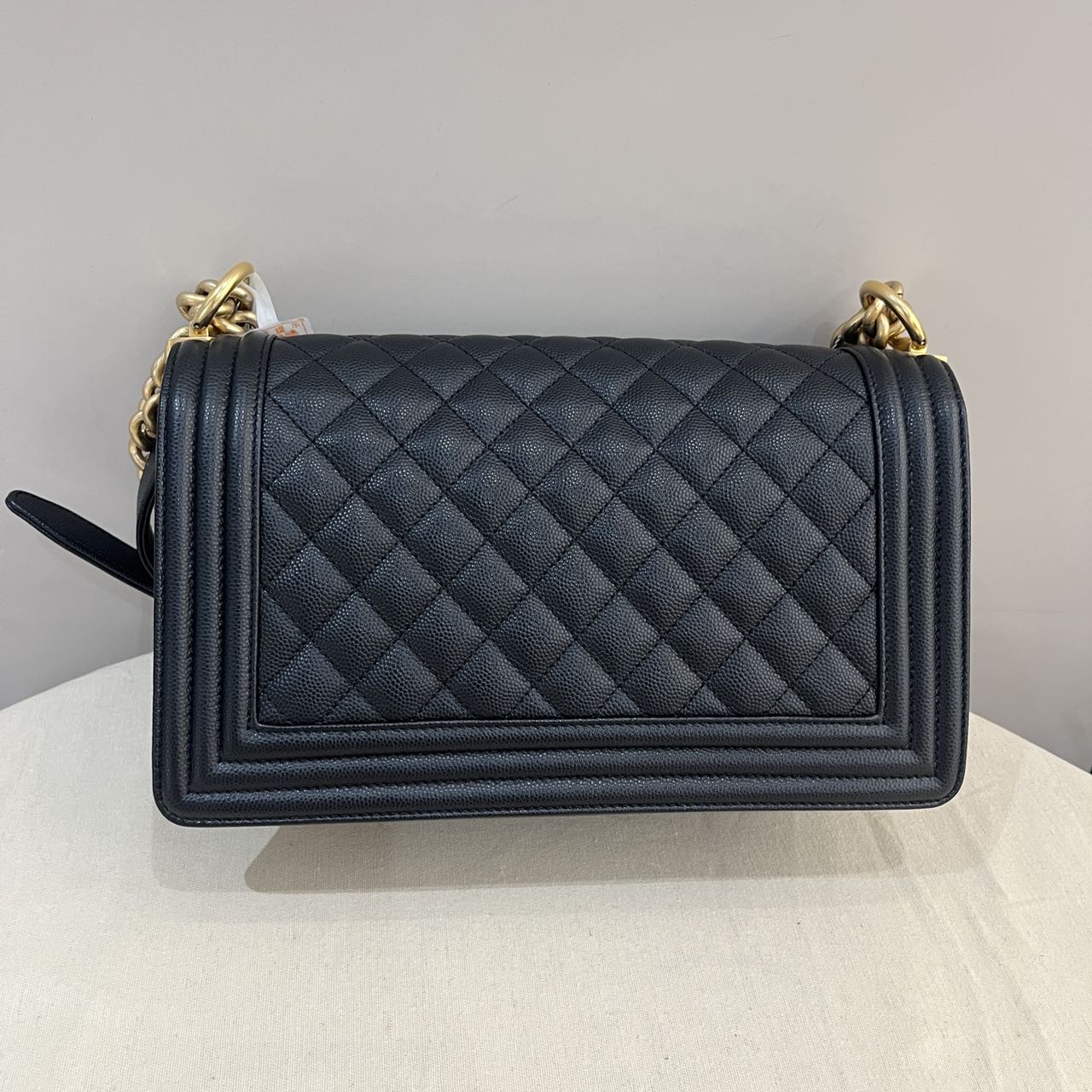 Pre-owned Certified Chanel Medium Boy Bag in Black Caviar Leather with Golden Hardware, 2023 Microchipped, w/ Full Set