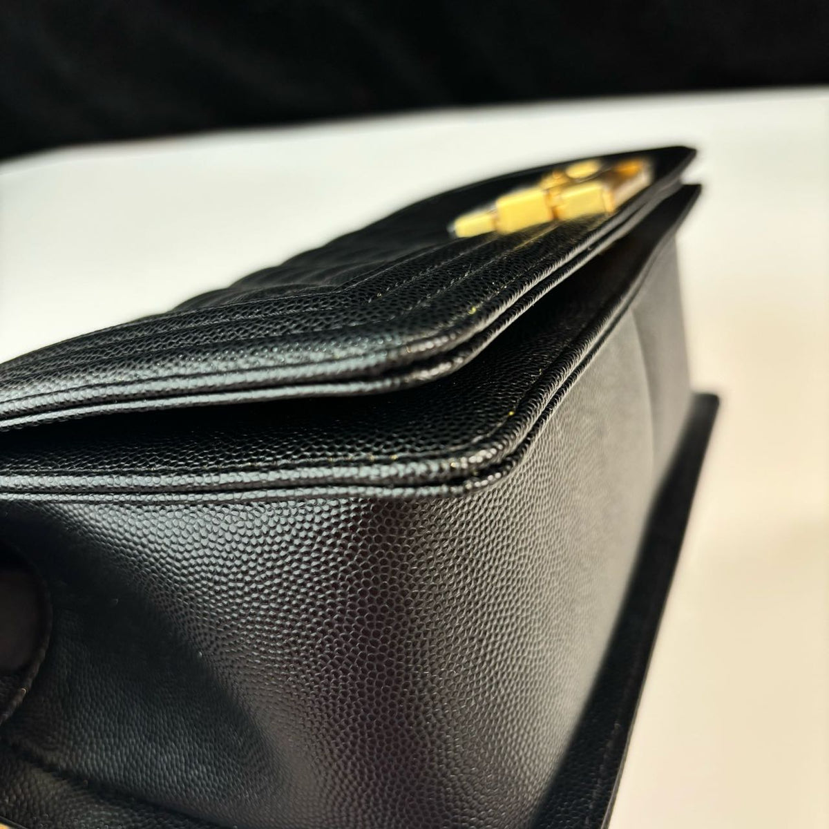 Pre-owned Certified Chanel Medium Boy Bag in Black Caviar Leather with Golden Hardware, 2024, w/ full set