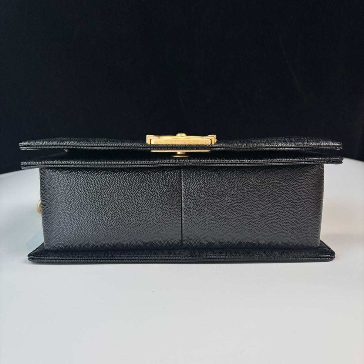 Pre-owned Certified Chanel Medium Boy Bag in Black Caviar Leather with Golden Hardware, 2024, w/ full set
