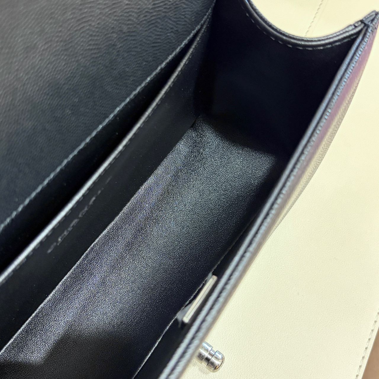 Pre-owned Certified Chanel Medium Boy Bag in Black Caviar Leather with Silver Hardware,  w/ full set