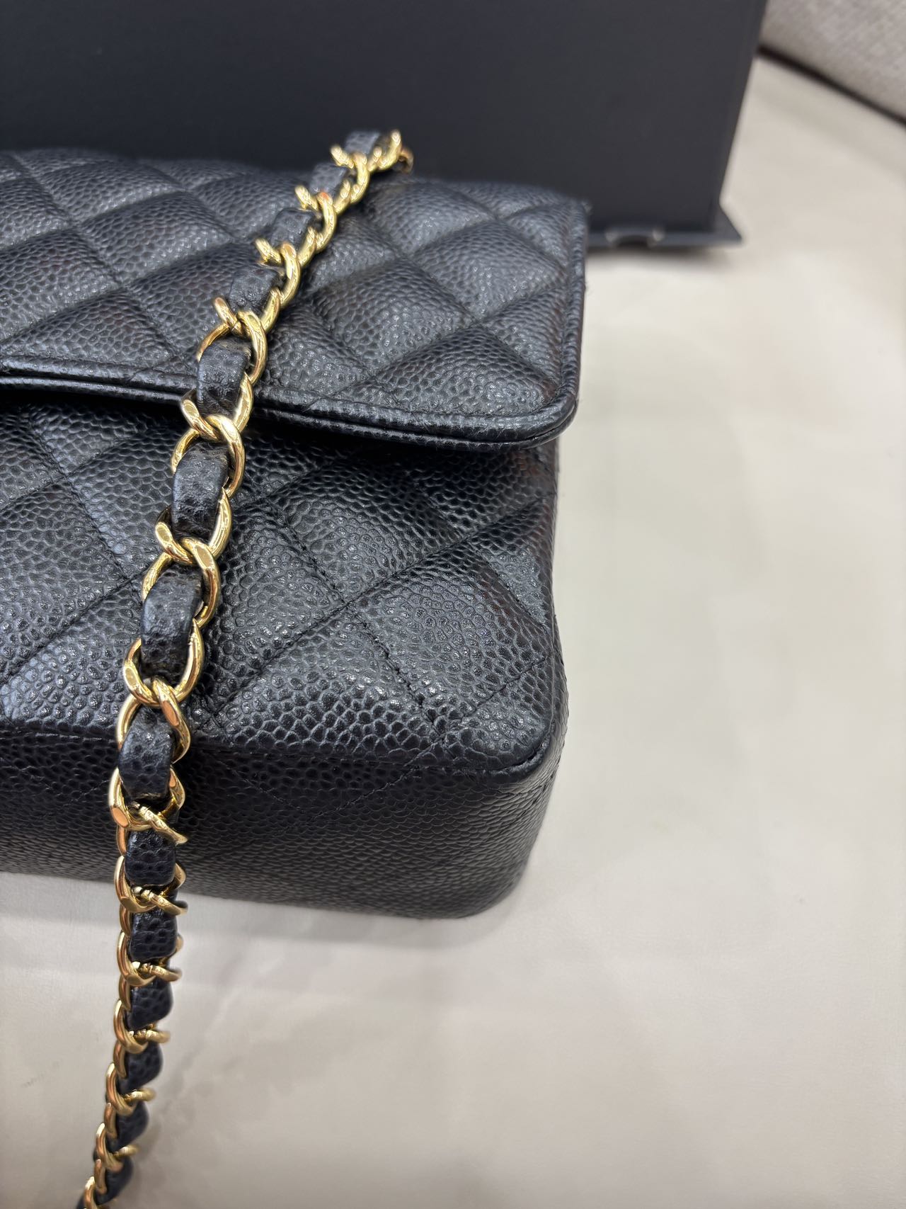 Pre-owned Certified Chanel  Medium CF Double Classic Flap Black Caviar Leather with Golden Hardware, 2016-2017, w/ full set