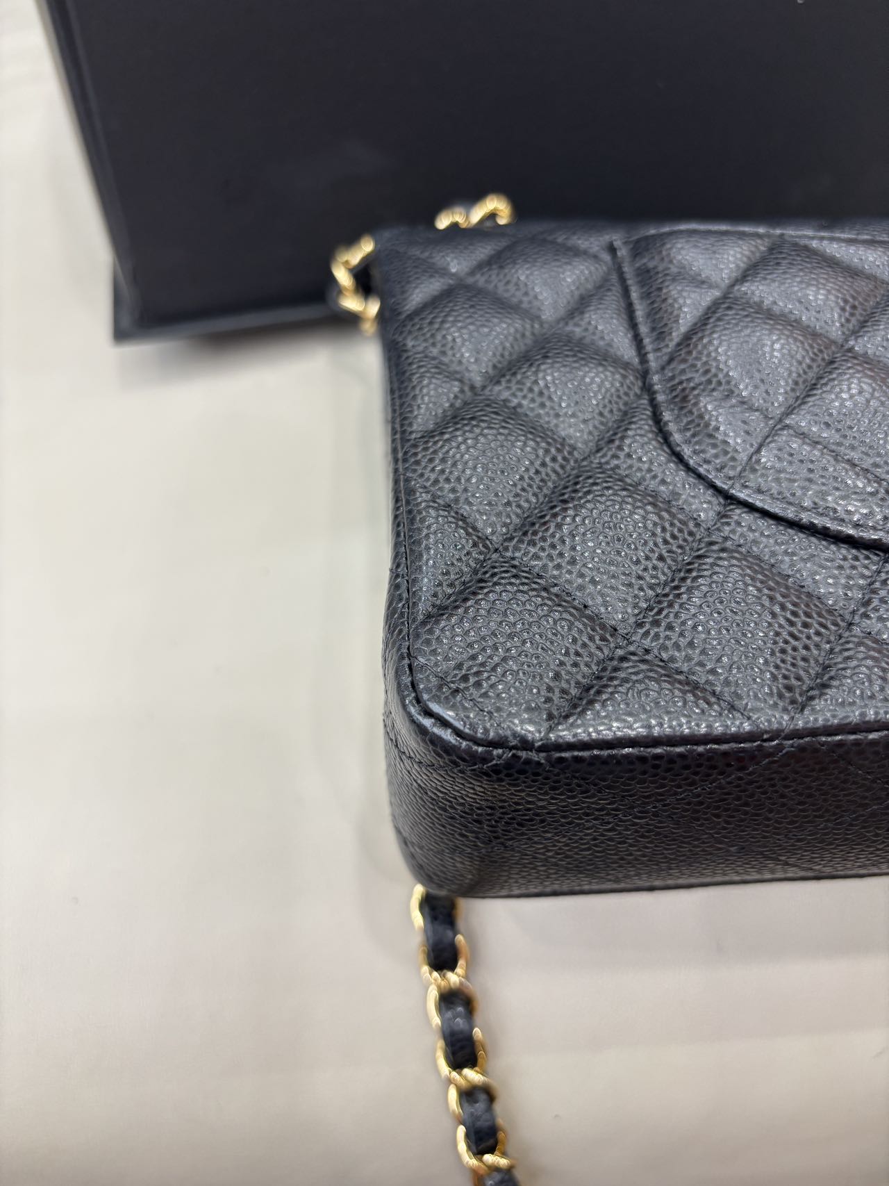 Pre-owned Certified Chanel  Medium CF Double Classic Flap Black Caviar Leather with Golden Hardware, 2016-2017, w/ full set