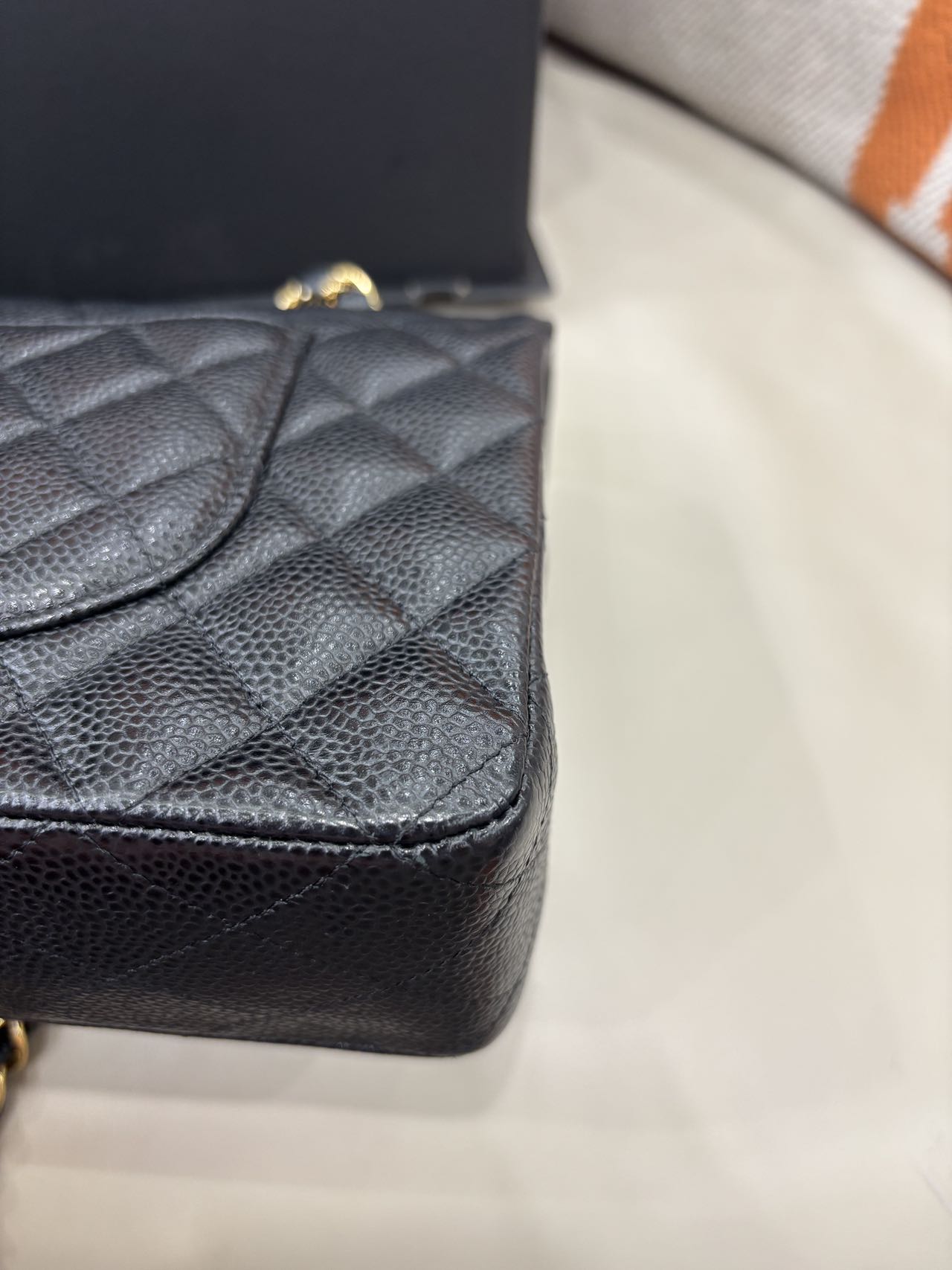 Pre-owned Certified Chanel  Medium CF Double Classic Flap Black Caviar Leather with Golden Hardware, 2016-2017, w/ full set