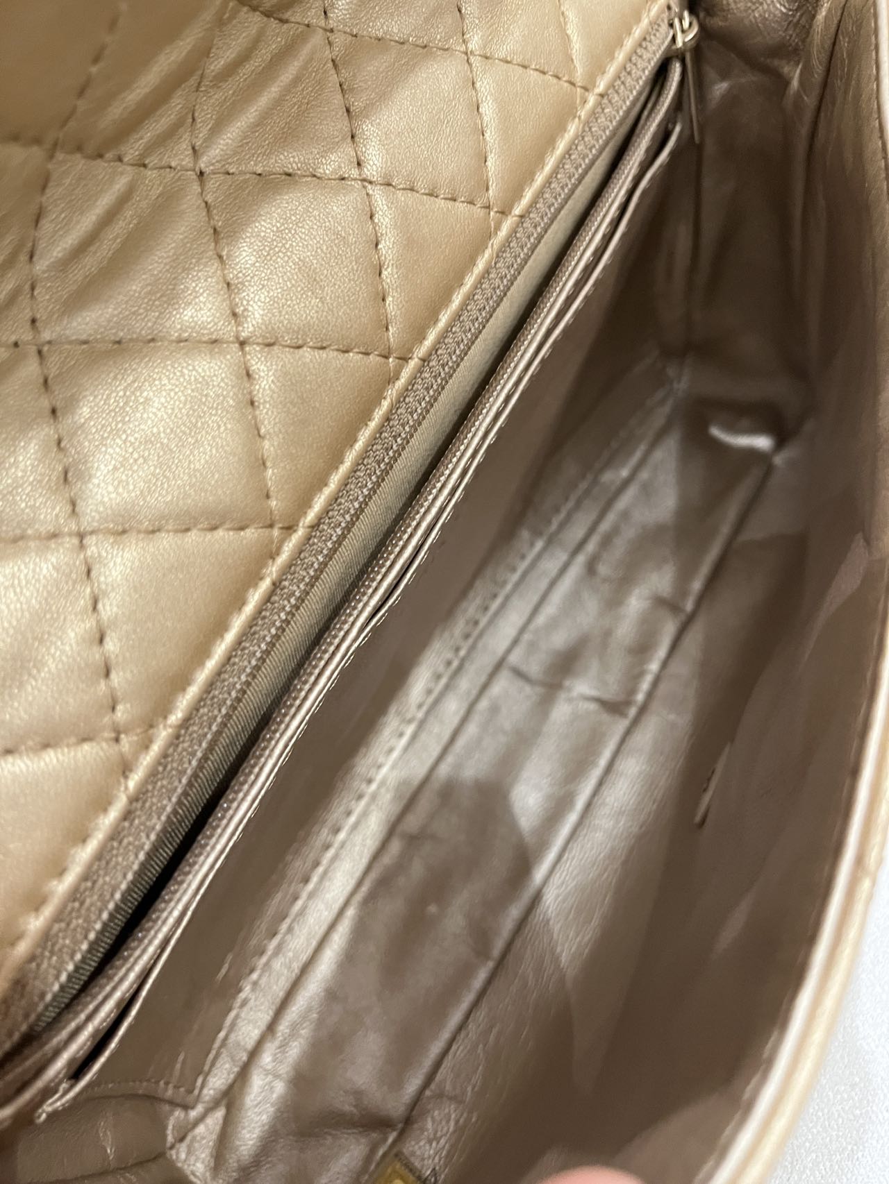 Pre-owned Certified Chanel Medium CF Single Flap Golden Metallic Lambskin with Precious Stone CC and Golden Hardware, 2011, w/ box, dust bag