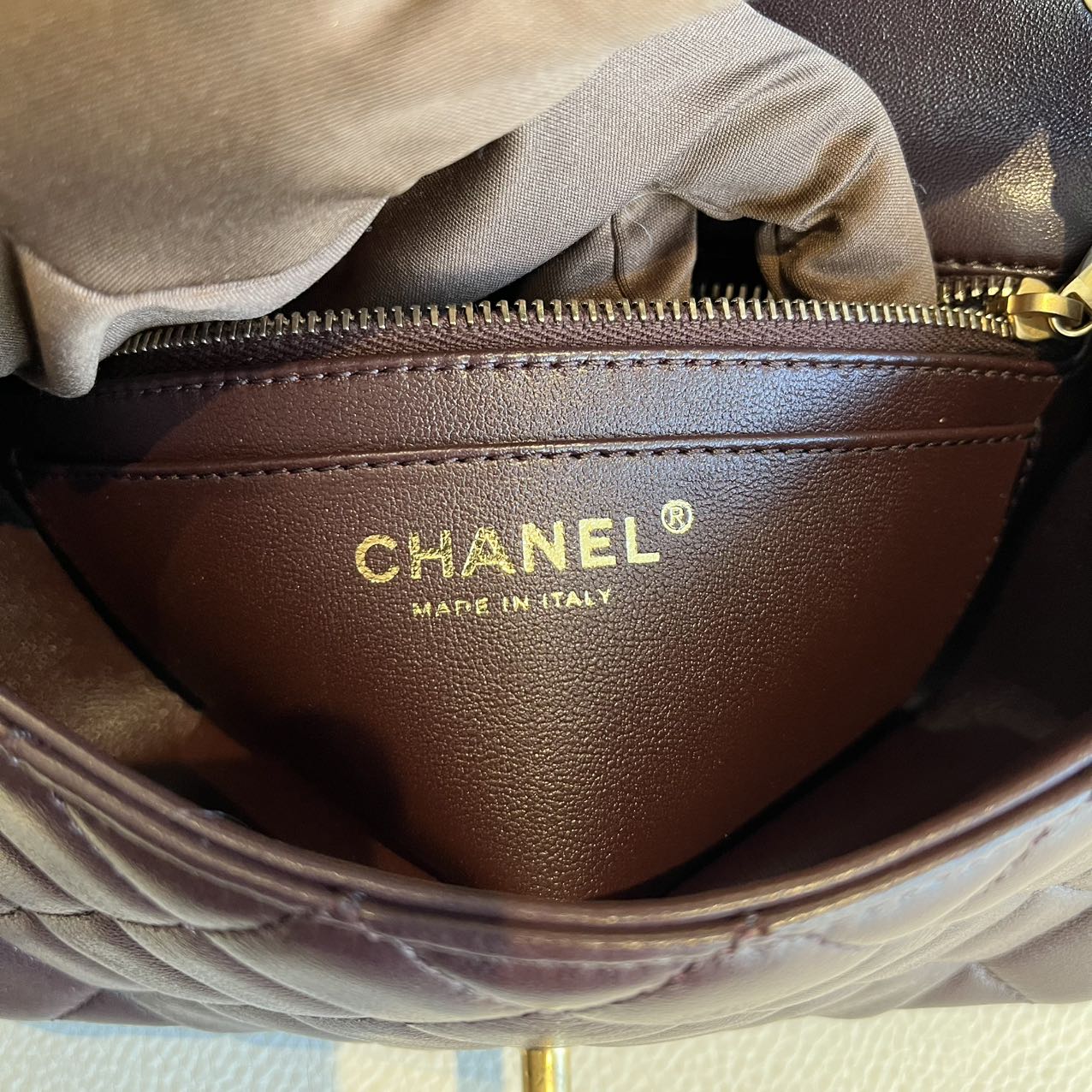 Pre-owned Certified Chanel Mini CF Rectangle Pearl Crush in Deep Burgundy Brown Lambskin with Golden Hardware, 2025 Microchipped, w/ full set