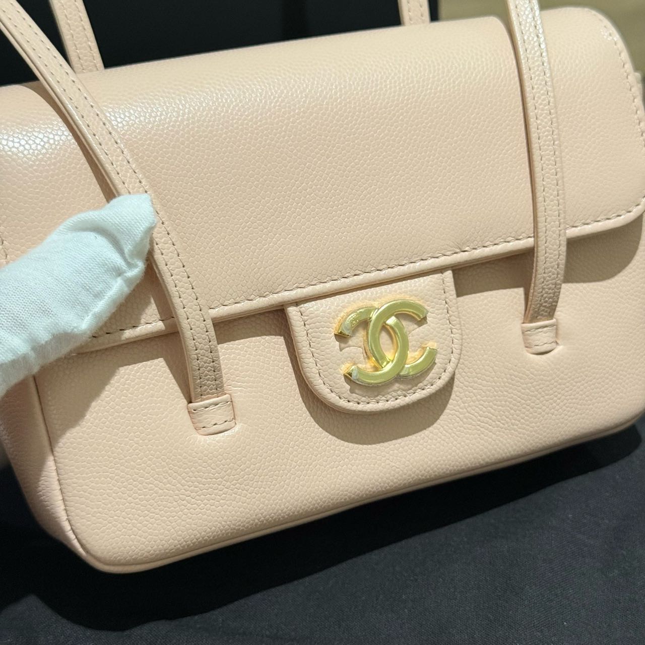 Pre-owned Certified Chanel Mini Preppy Coco in Pink Caviar Leather with Golden Hardware, w/full set