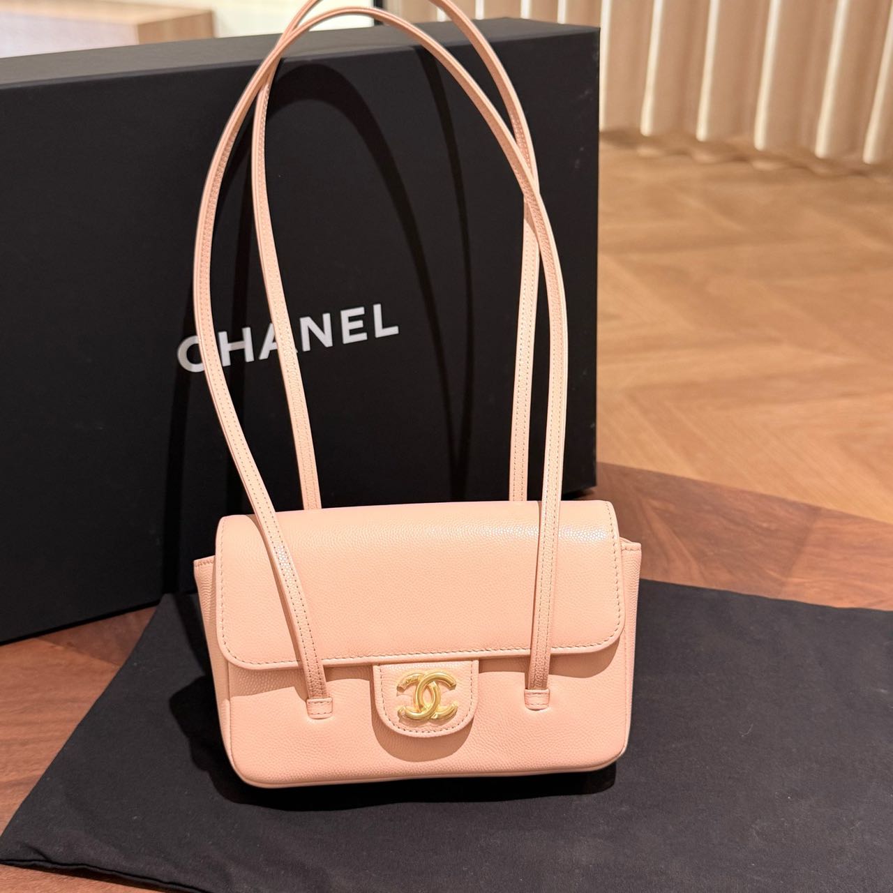 Pre-owned Certified Chanel Mini Preppy Coco in Pink Caviar Leather with Golden Hardware, w/full set