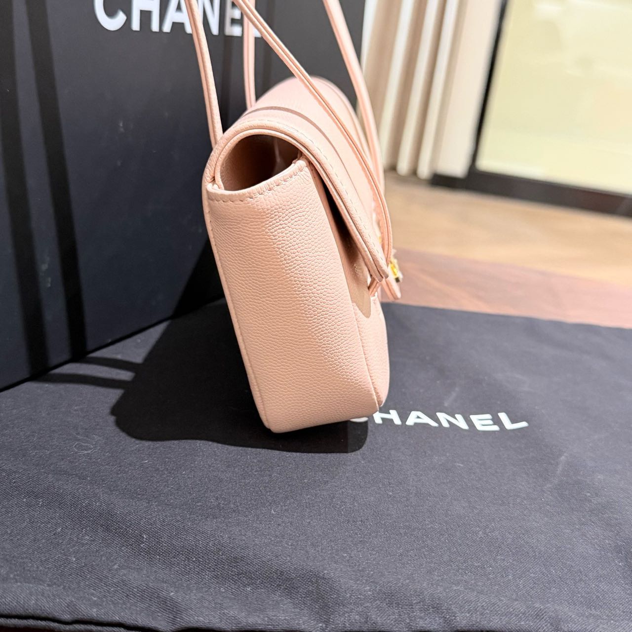 Pre-owned Certified Chanel Mini Preppy Coco in Pink Caviar Leather with Golden Hardware, w/full set