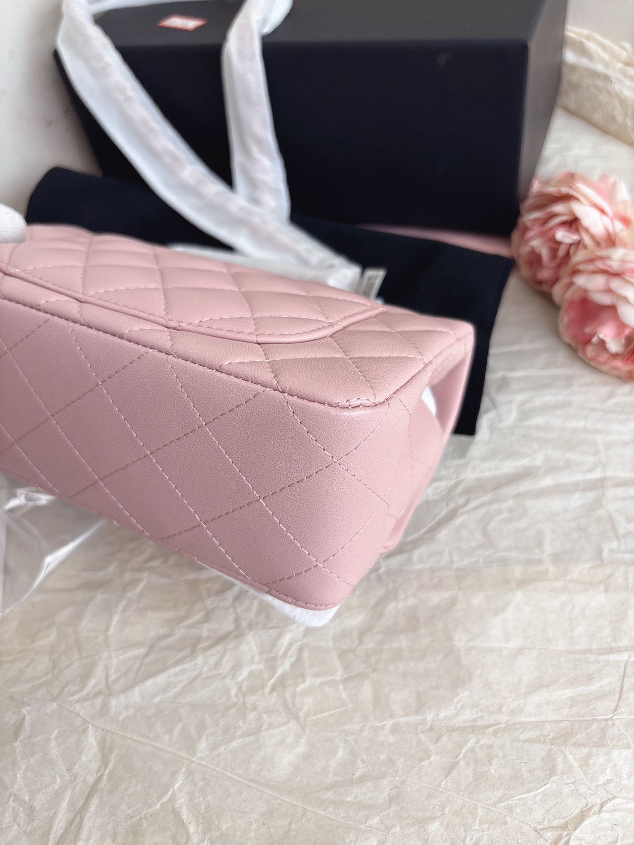 Pre-owned Certified Chanel Mini Single Chain Flap in Pink Lambskin with Golden Hardware, 2014-2015, w/ full set