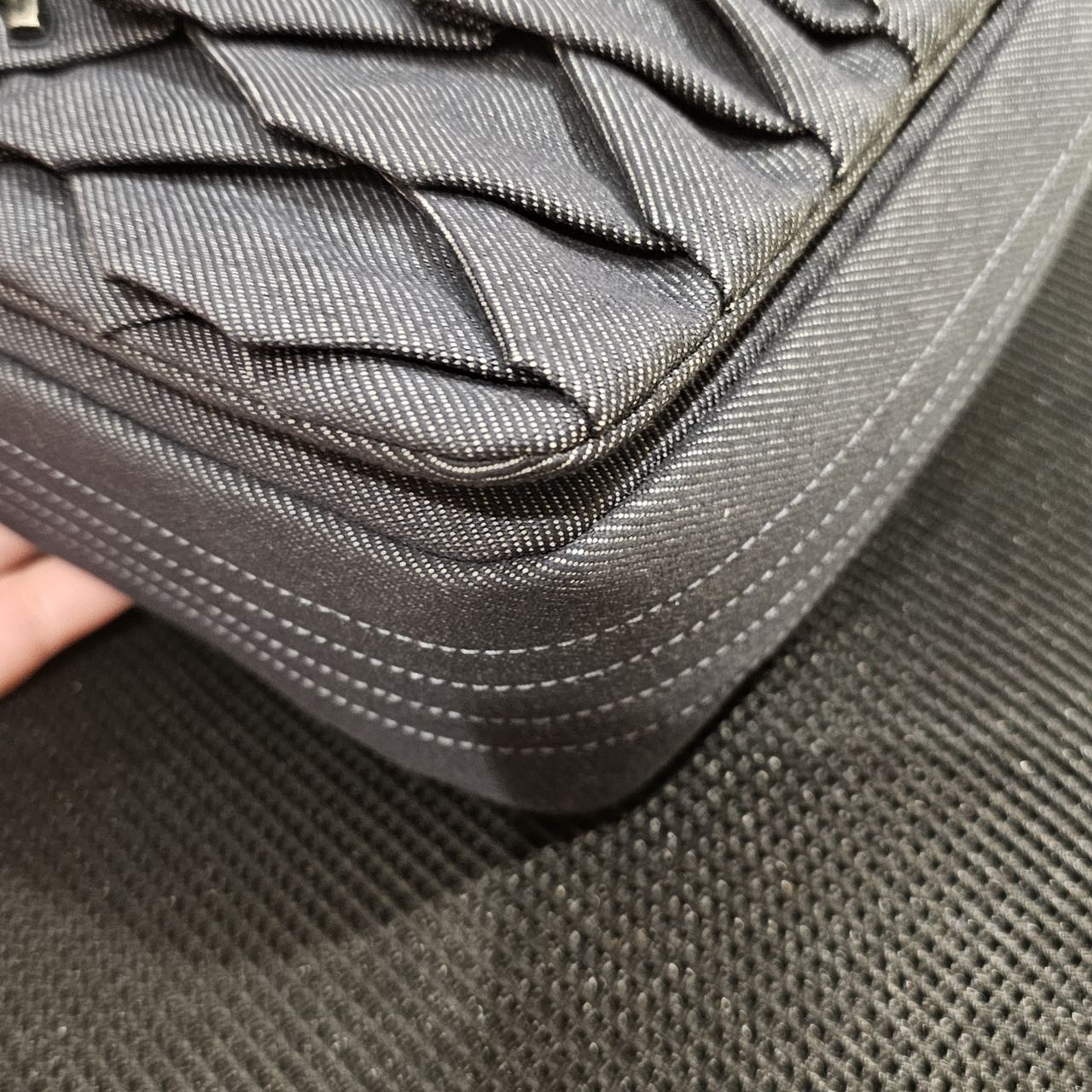 Pre-owned Chanel Pleated Denim Turtle Flap Black Hardware, 2016, Full Set