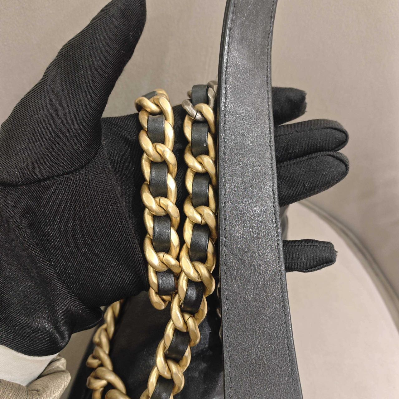 Pre-owned Certified Chanel Small 19Bag in Black Lambskin with Golden Hardware, 2019-2020, w/ full set