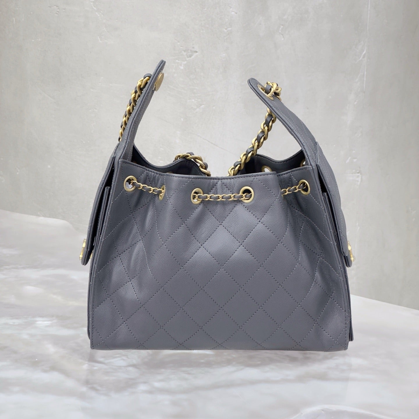 Pre-owned Certified Chanel Small 25Bag in Grey Caviar Leather with Golden Hardware, 2025 Microchipped, w/ Dust bag, Microchip