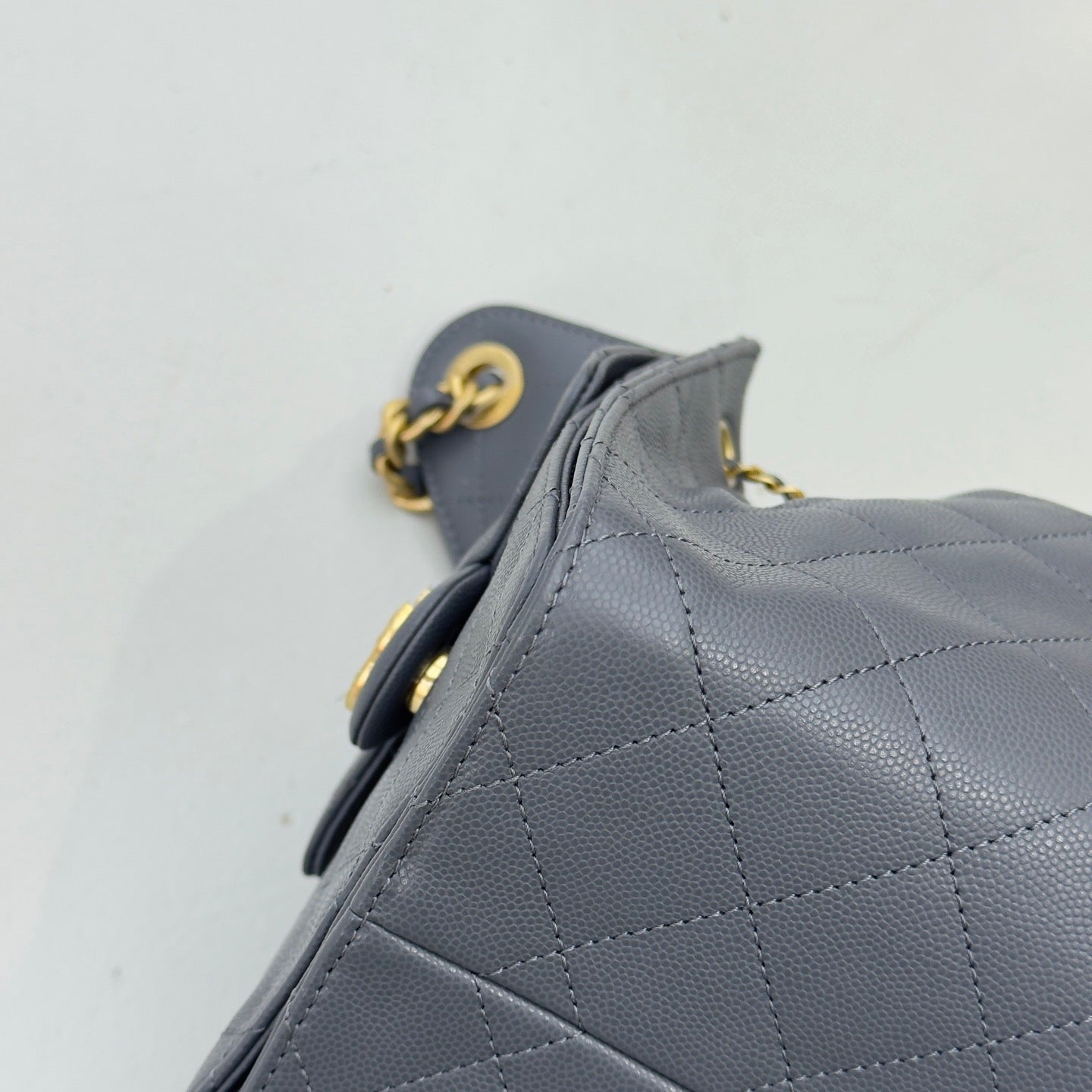 Pre-owned Certified Chanel Small 25Bag in Grey Caviar Leather with Golden Hardware, 2025 Microchipped, w/ Dust bag, Microchip
