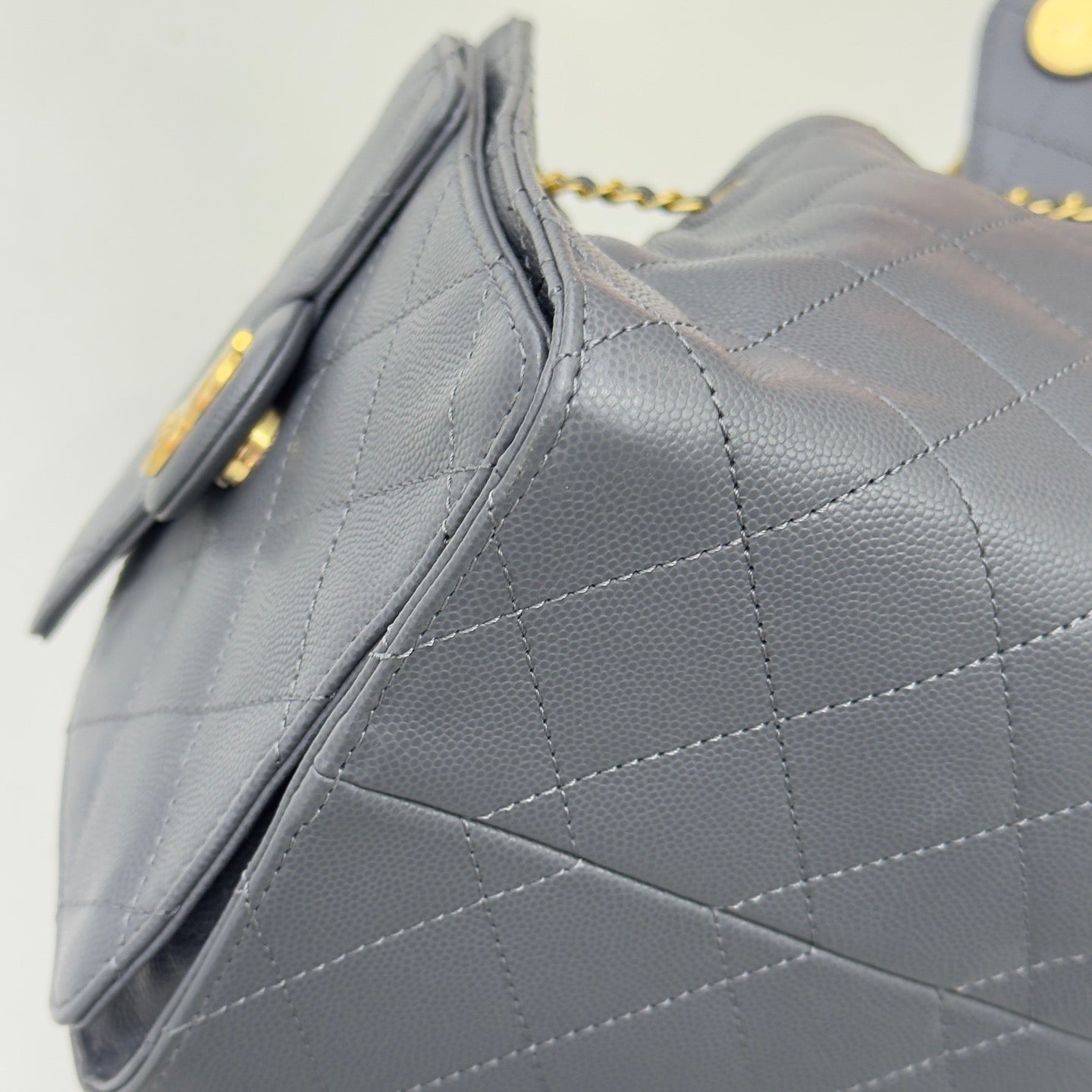 Pre-owned Certified Chanel Small 25Bag in Grey Caviar Leather with Golden Hardware, 2025 Microchipped, w/ Dust bag, Microchip