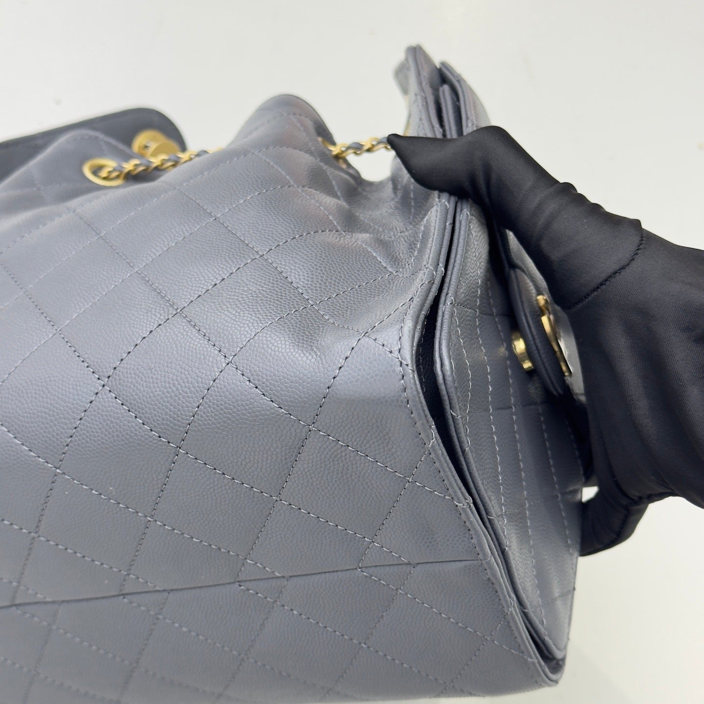 Pre-owned Certified Chanel Small 25Bag in Grey Caviar Leather with Golden Hardware, 2025 Microchipped, w/ Dust bag, Microchip
